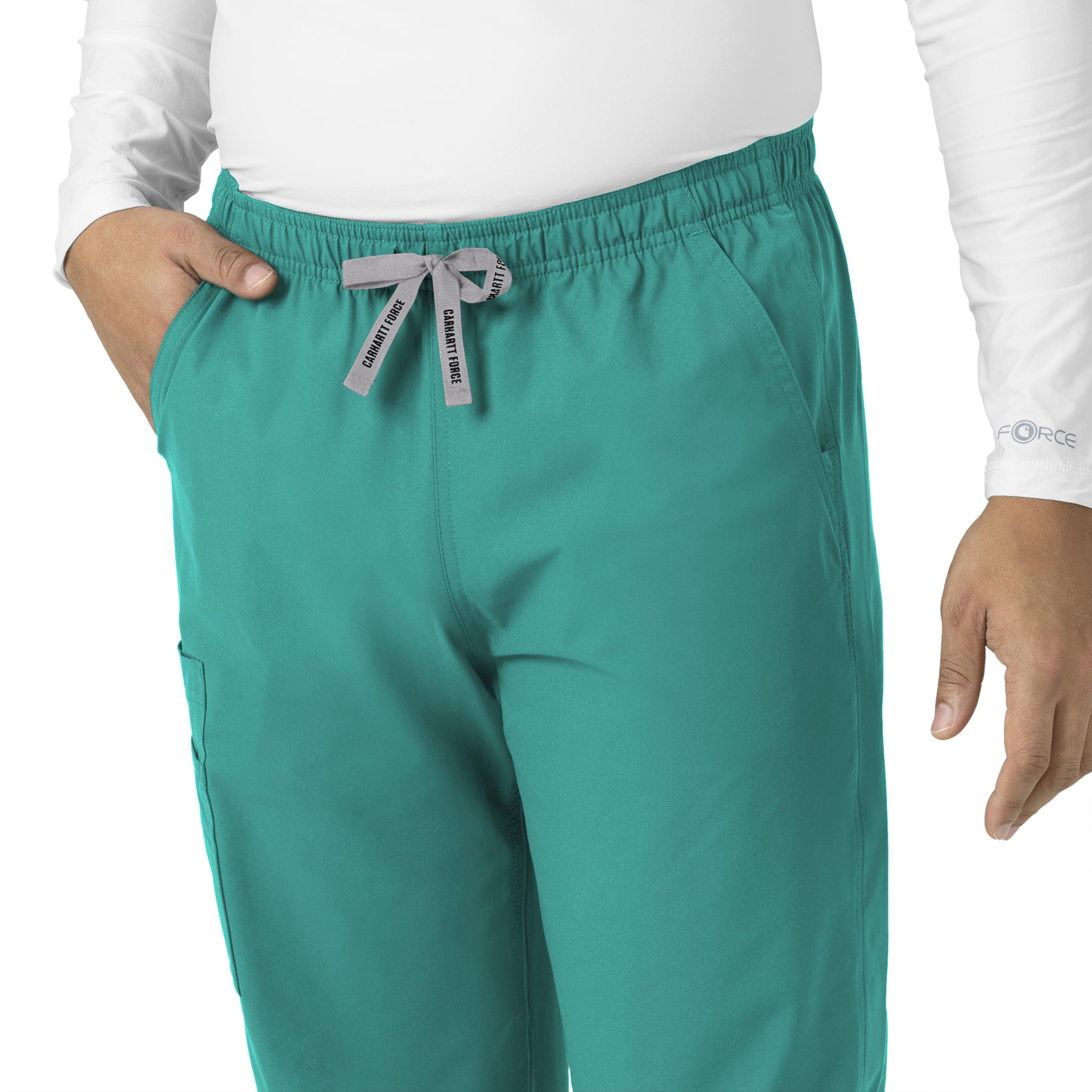 Force Essentials C55013 Unisex Elastic Waist Cargo Scrub Pants Teal Blue