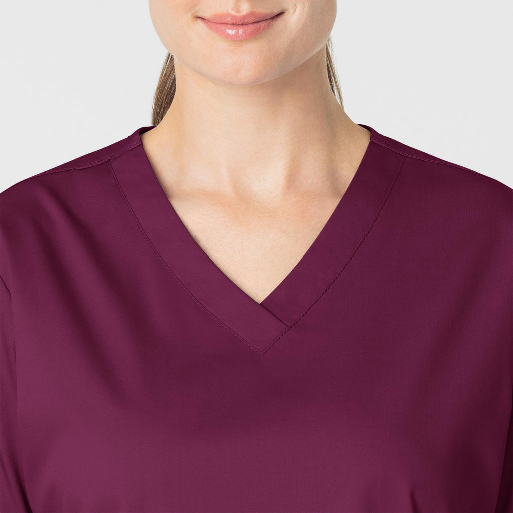 WonderWORK 101 V-Neck Scrub Top Wine