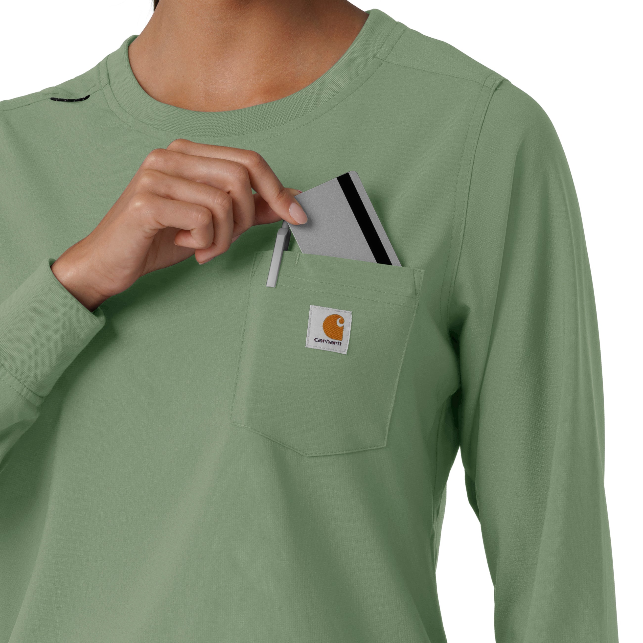 Force Cross-Flex C13610 Women's Crew Neck Long Sleeve Scrub Top Green Slate