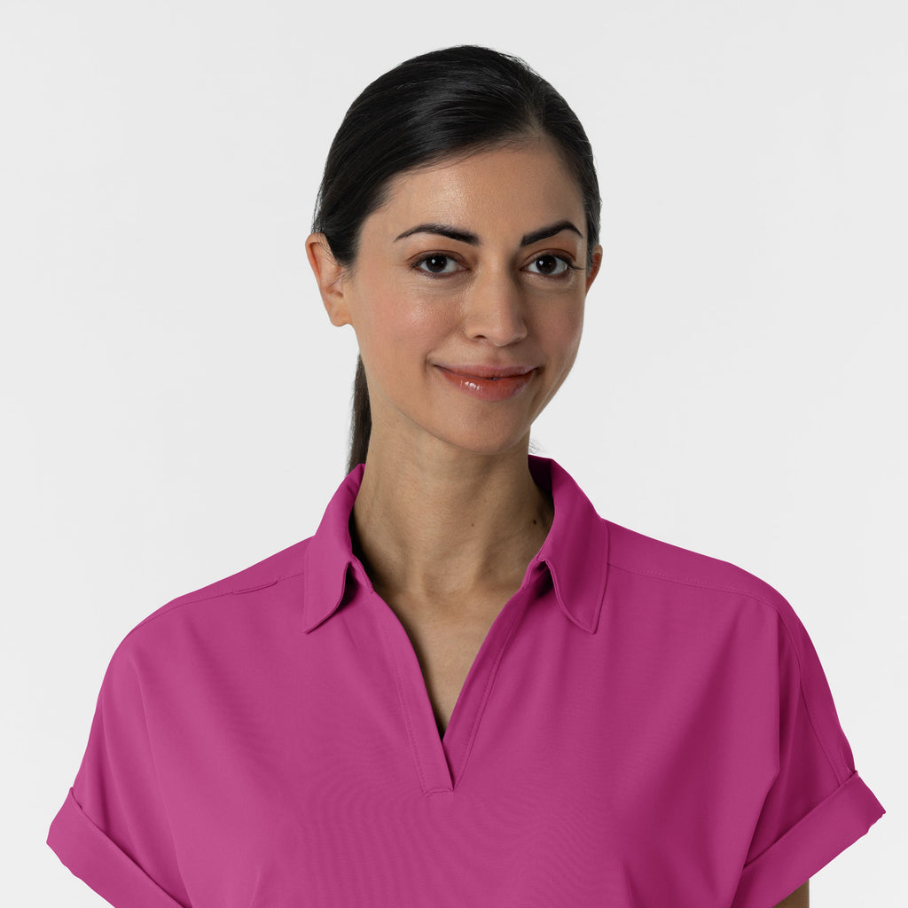 RENEW 6934 Women’s Flex-n-Reach Collared Scrub Top Raspberry