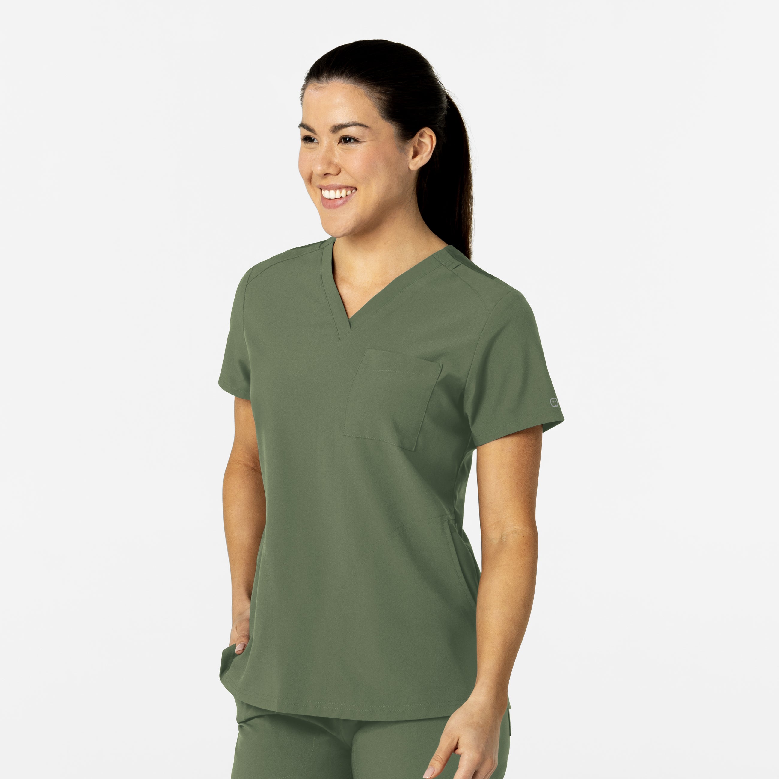 W123 6045 Flex-n-Reach V-Neck Scrub Top Olive
