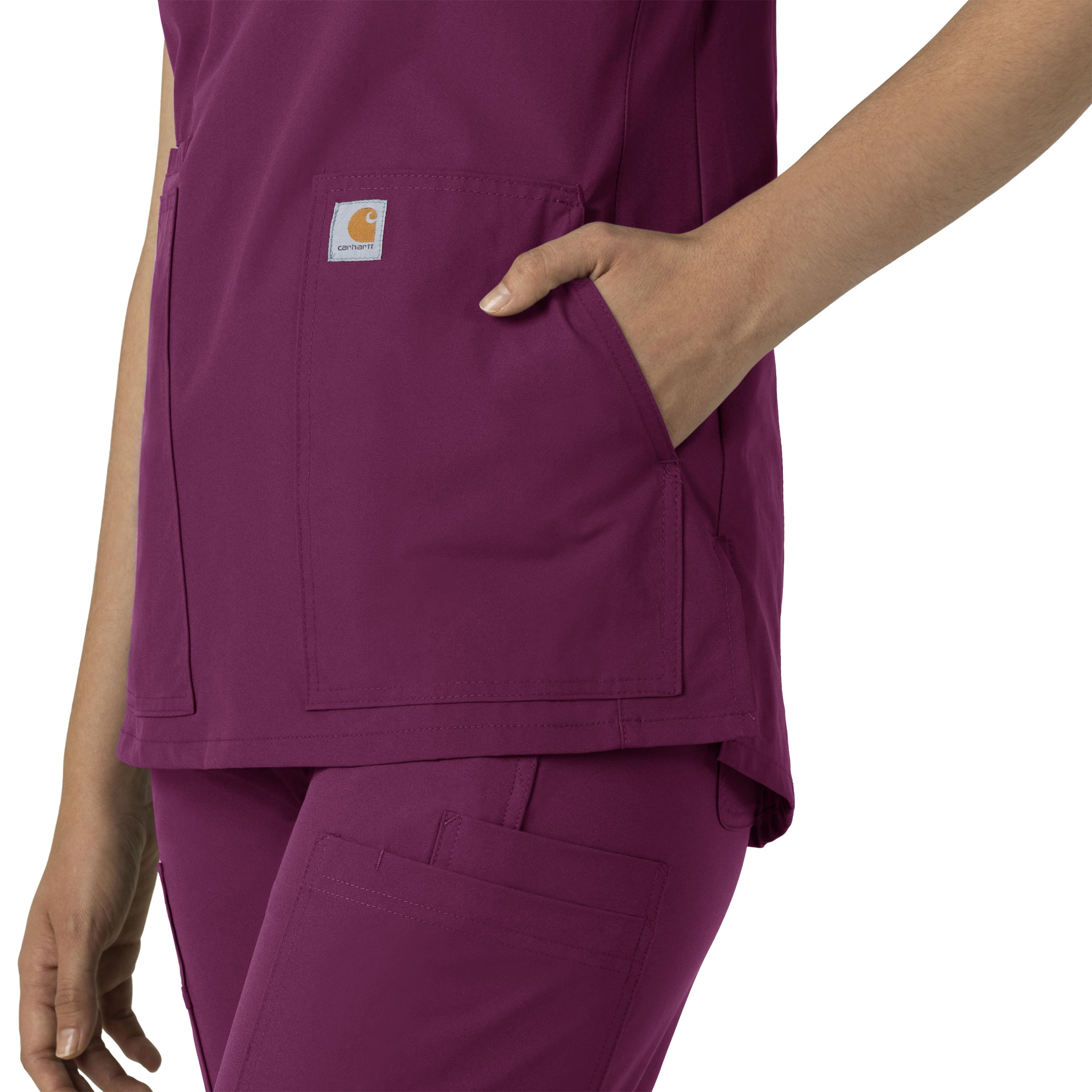 Force Essentials C12213 Notch Neck Tunic Scrub Top Wine
