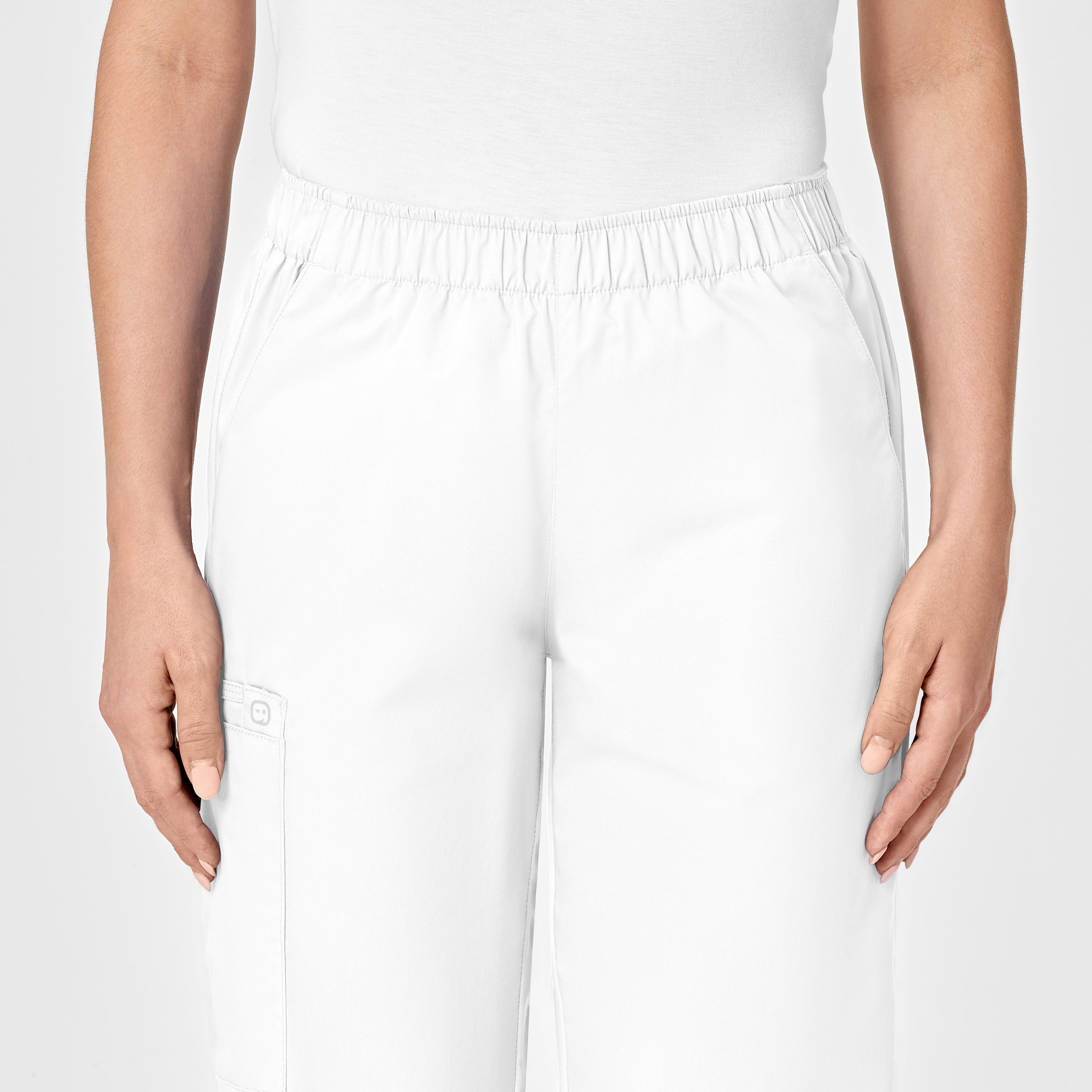 WonderWORK 501 Pull-On Cargo Scrub Pants White