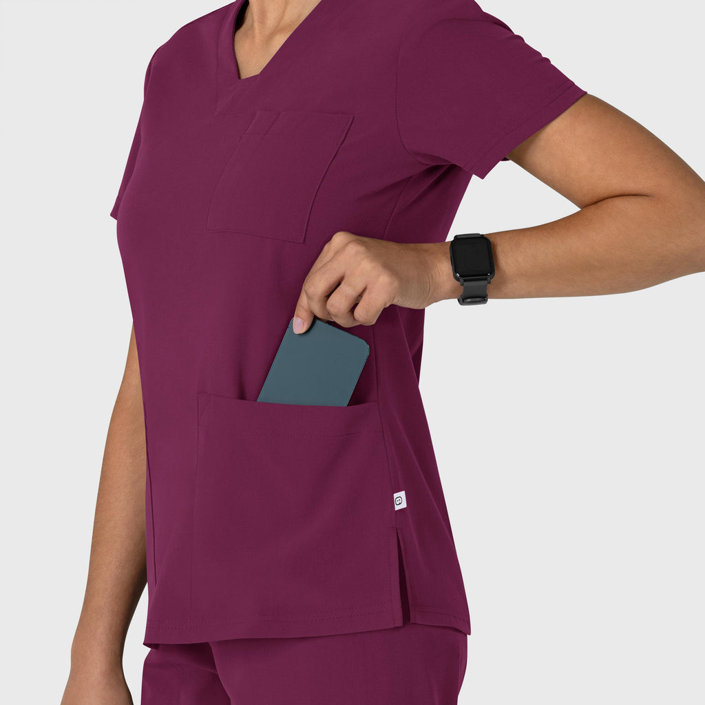Nova 6132 Flex-n-Reach V-Neck Scrub Top Wine
