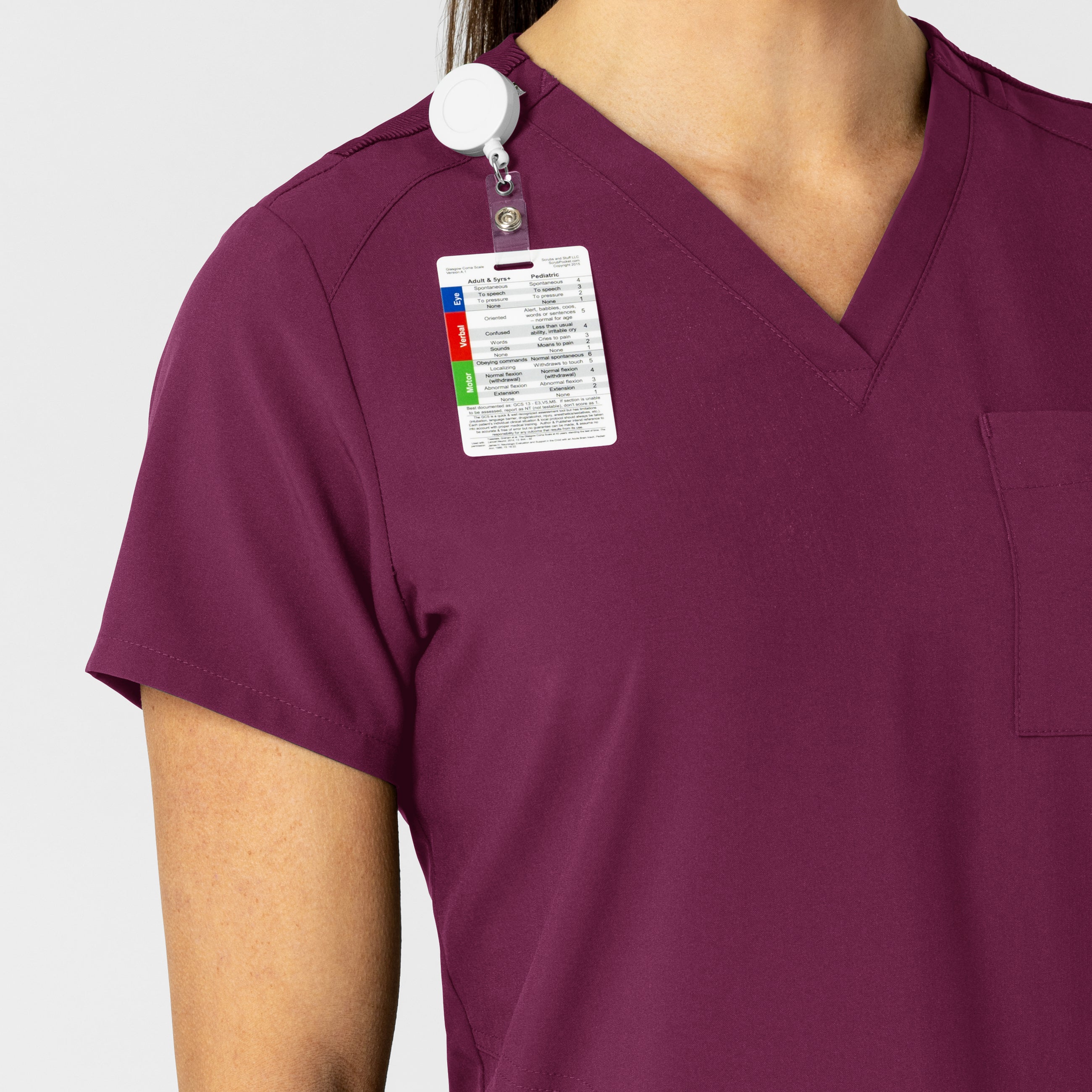 W123 6045 Flex-n-Reach V-Neck Scrub Top Wine