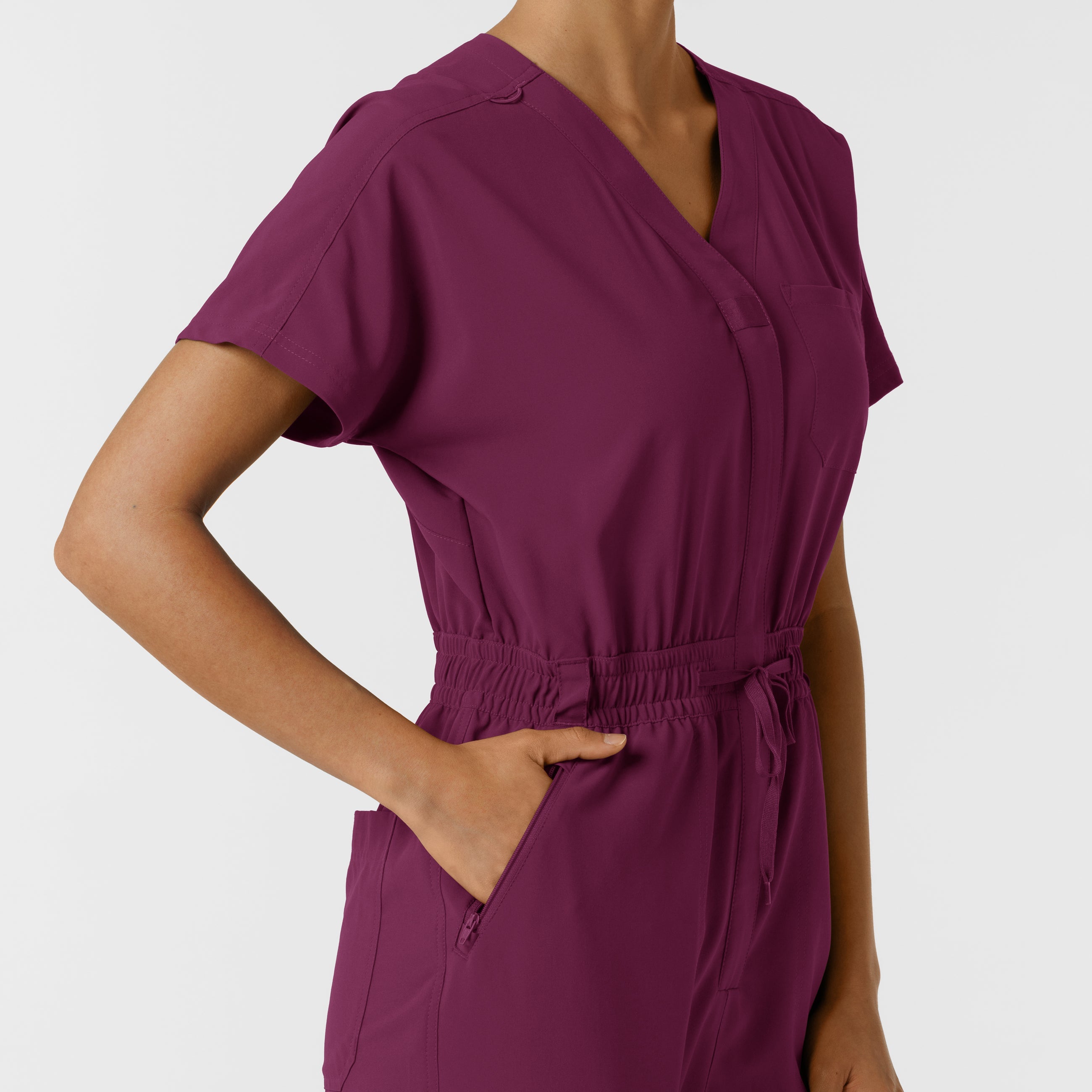 RENEW 3234 Cargo Jogger Scrub Jumpsuit Wine