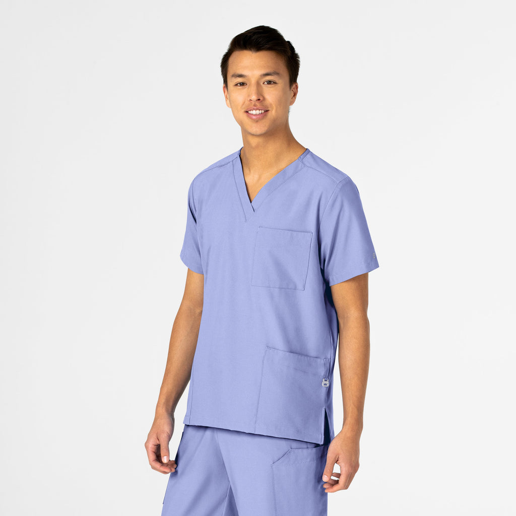W123 6855 Unisex 4 Pocket Utility Scrub Top Ceil Blue
