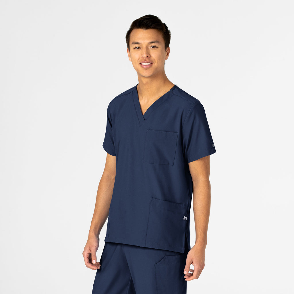 W123 6855 Unisex 4 Pocket Utility Scrub Top Navy