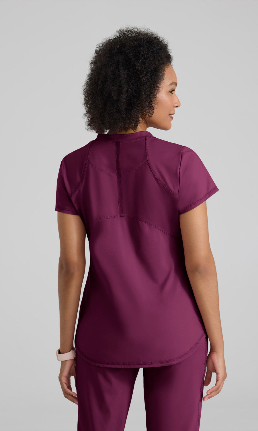 Grey's Anatomy Knits GRST249 Define Knit Scrub Top Wine