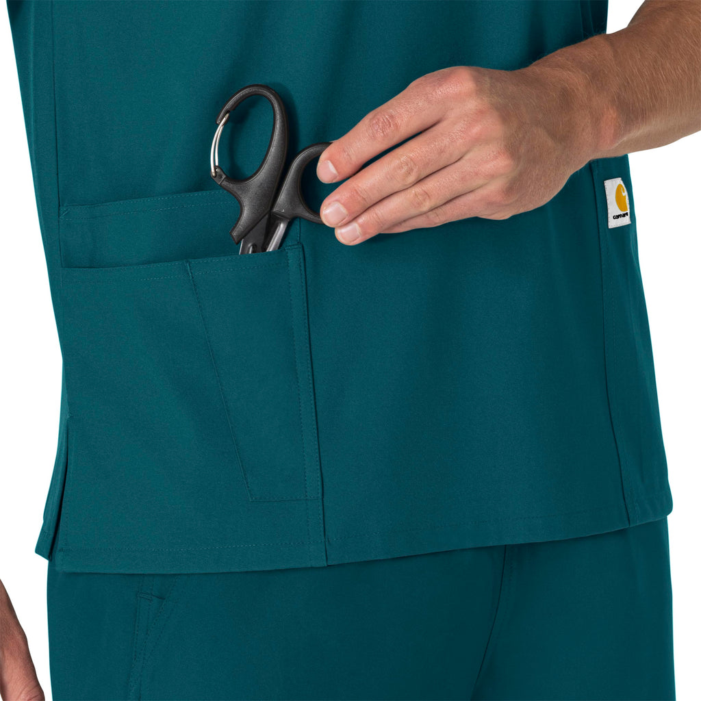 Force Essentials C15013 Unisex V-Neck 6-Pocket Scrub Top Caribbean Blue