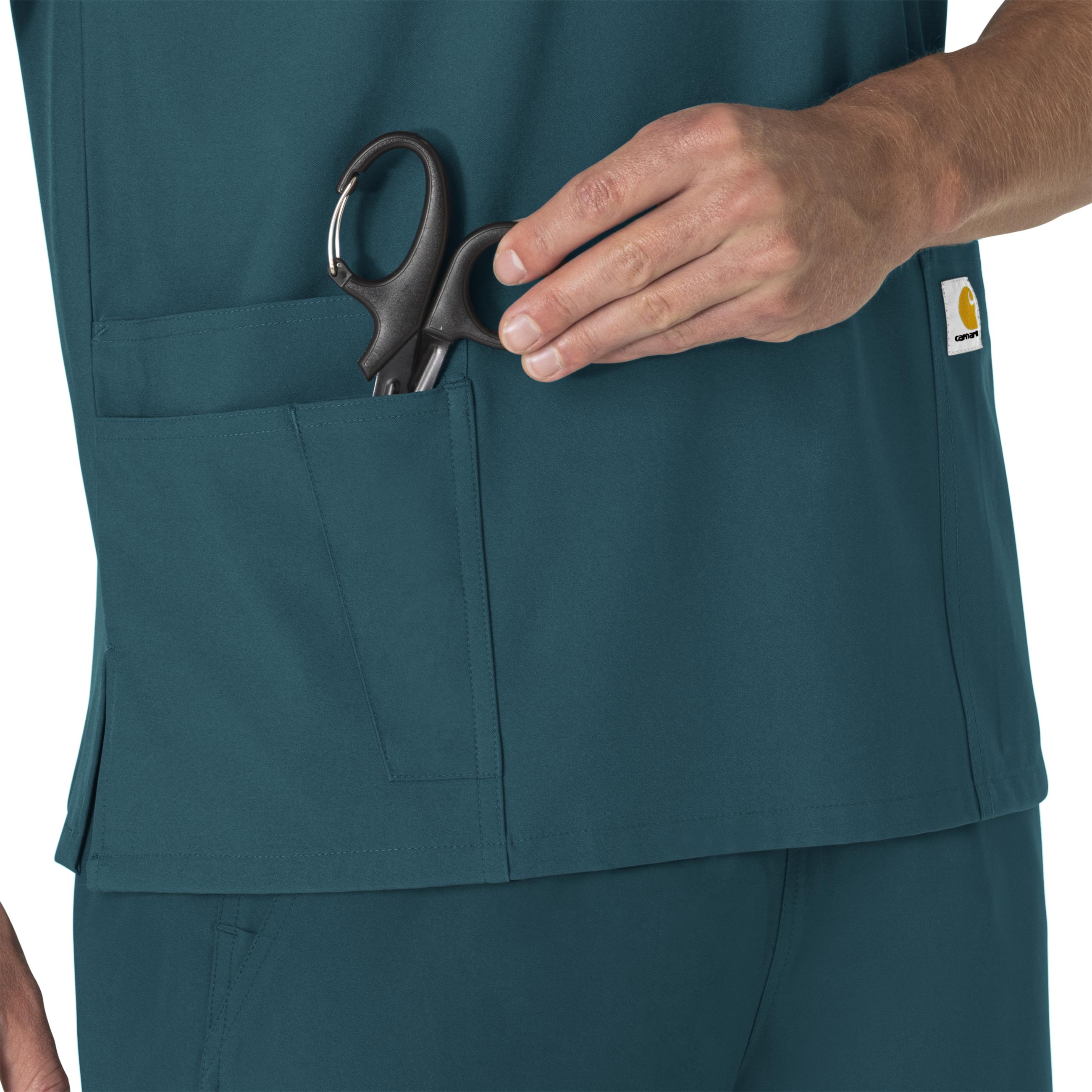 Force Essentials C15013 Unisex V-Neck 6-Pocket Scrub Top Caribbean Blue
