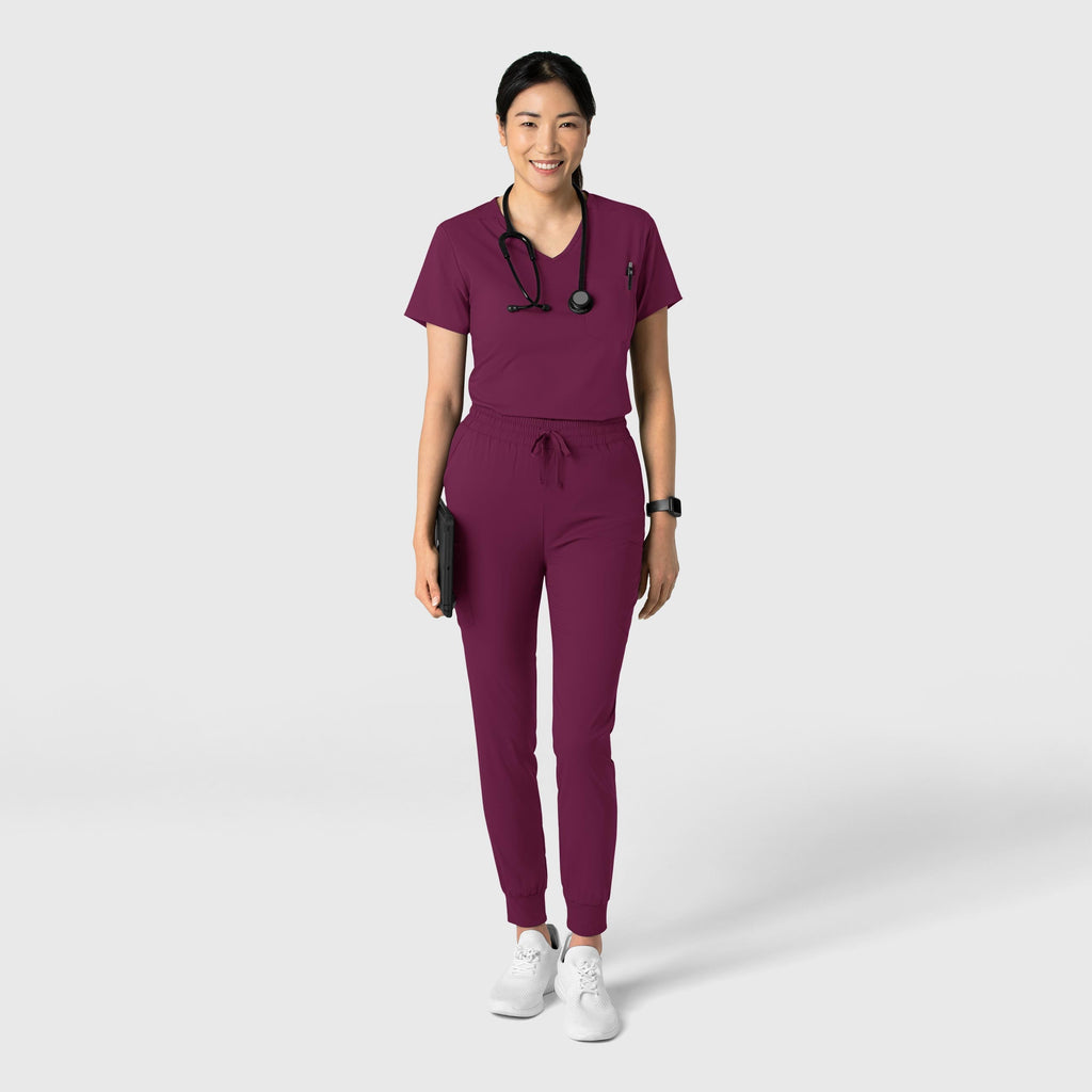 Boundless 6151 Tuck-In Scrub Top Wine