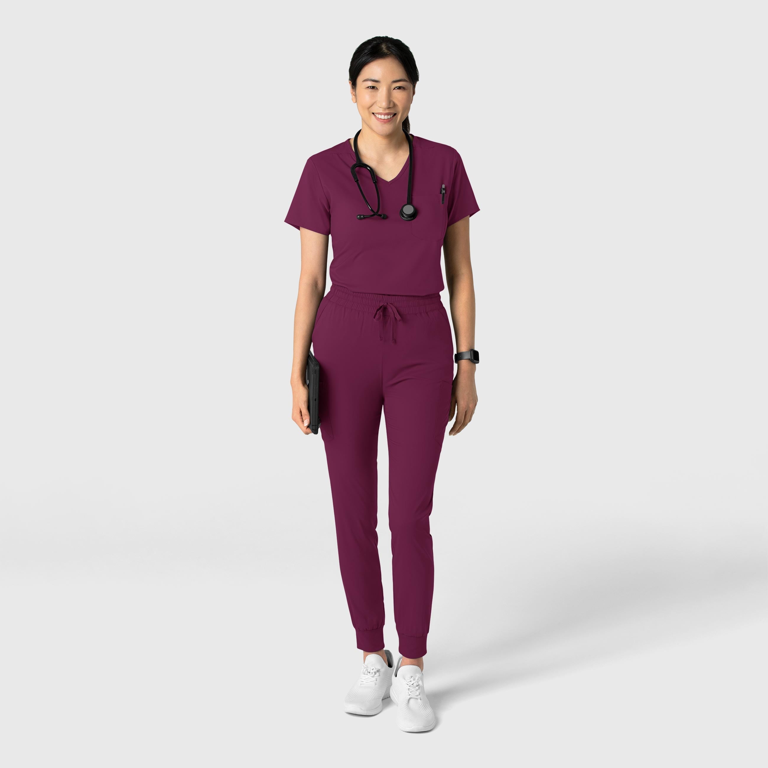 Boundless 6151 Tuck-In Scrub Top Wine