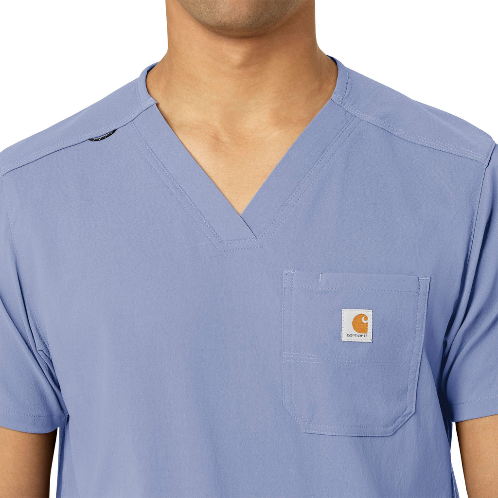 Rugged Flex Peak C15037 Men's 5-Pocket V-Neck Scrub Top Ceil Blue