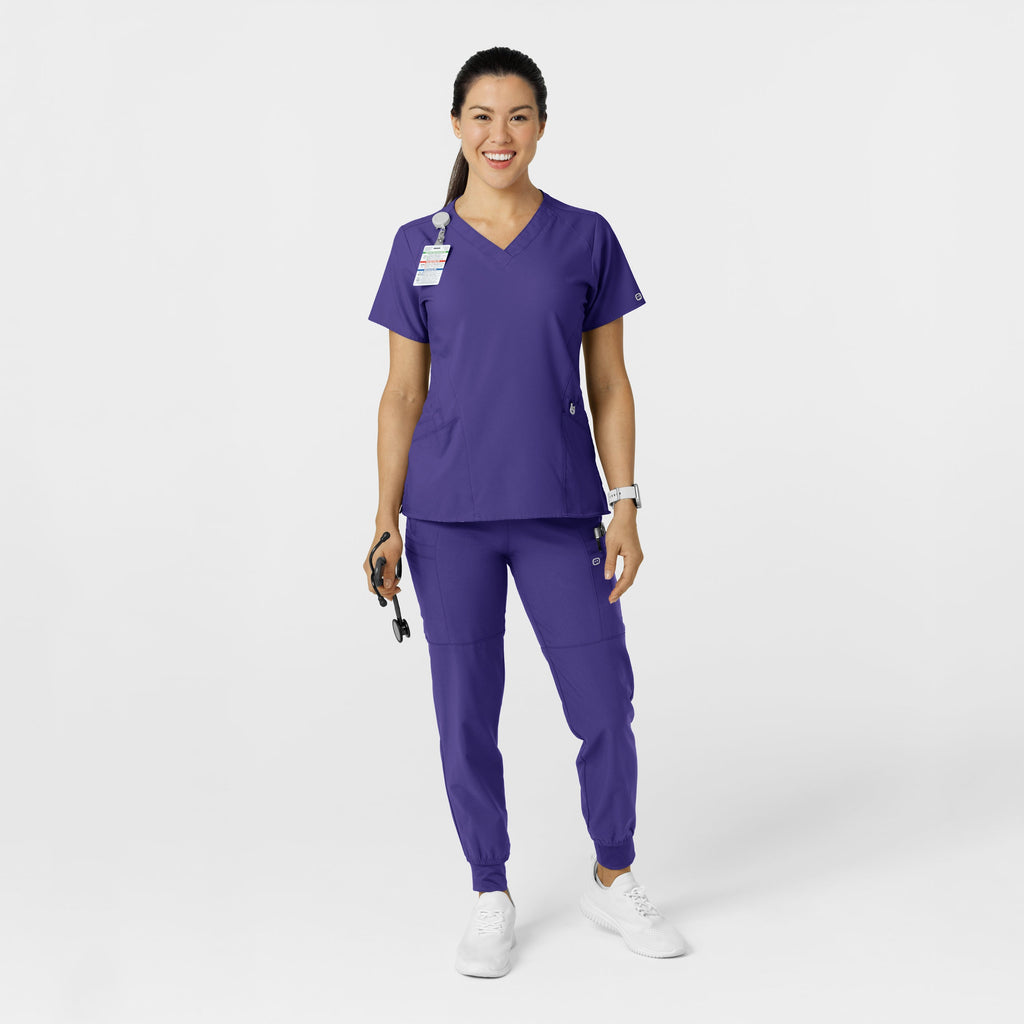 W123 5555 Comfort Waist Cargo Jogger Scrub Pants Grape
