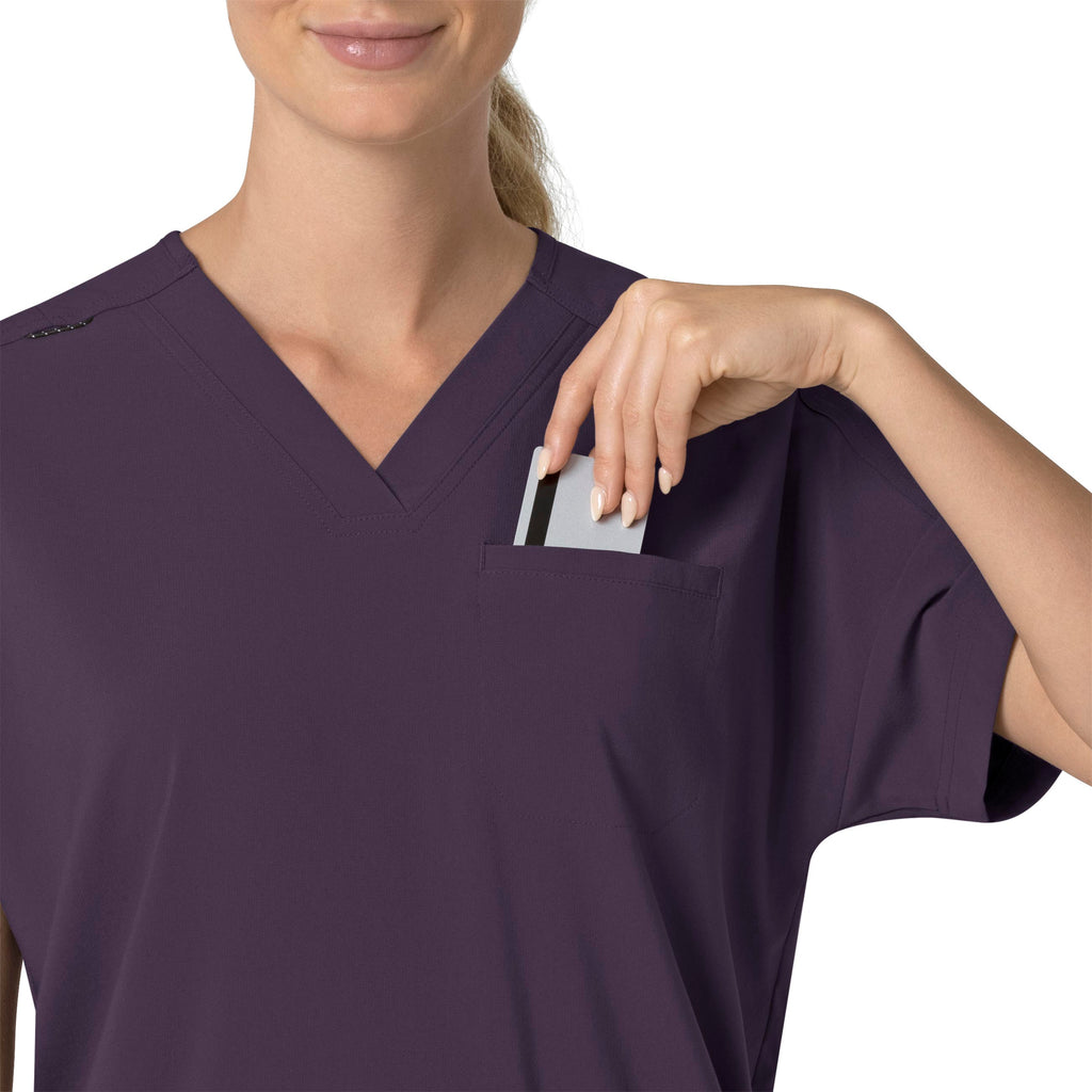 Force Cross-Flex C13110 Oversized V-Neck Scrub Top Black Plum