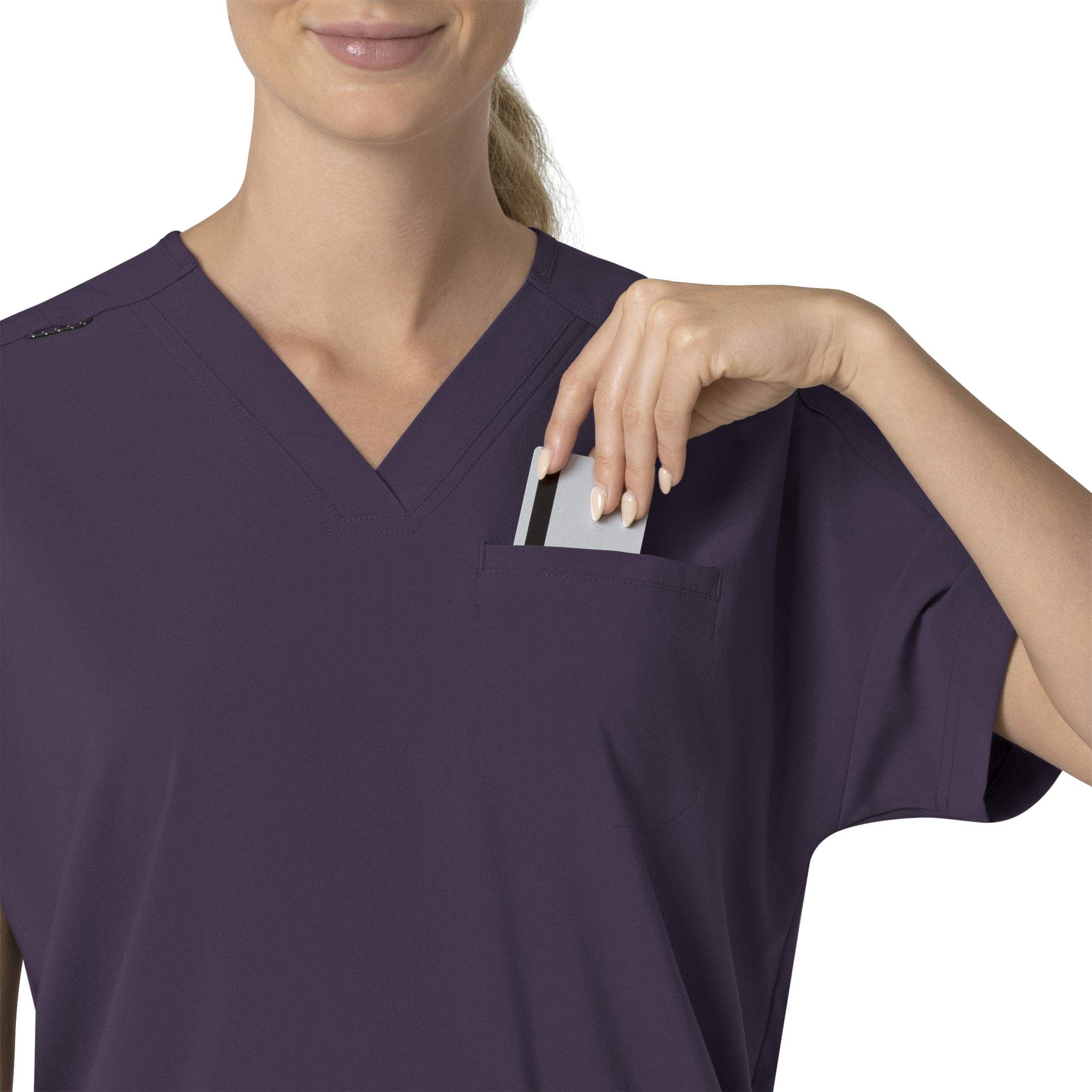 Force Cross-Flex C13110 Oversized V-Neck Scrub Top Black Plum