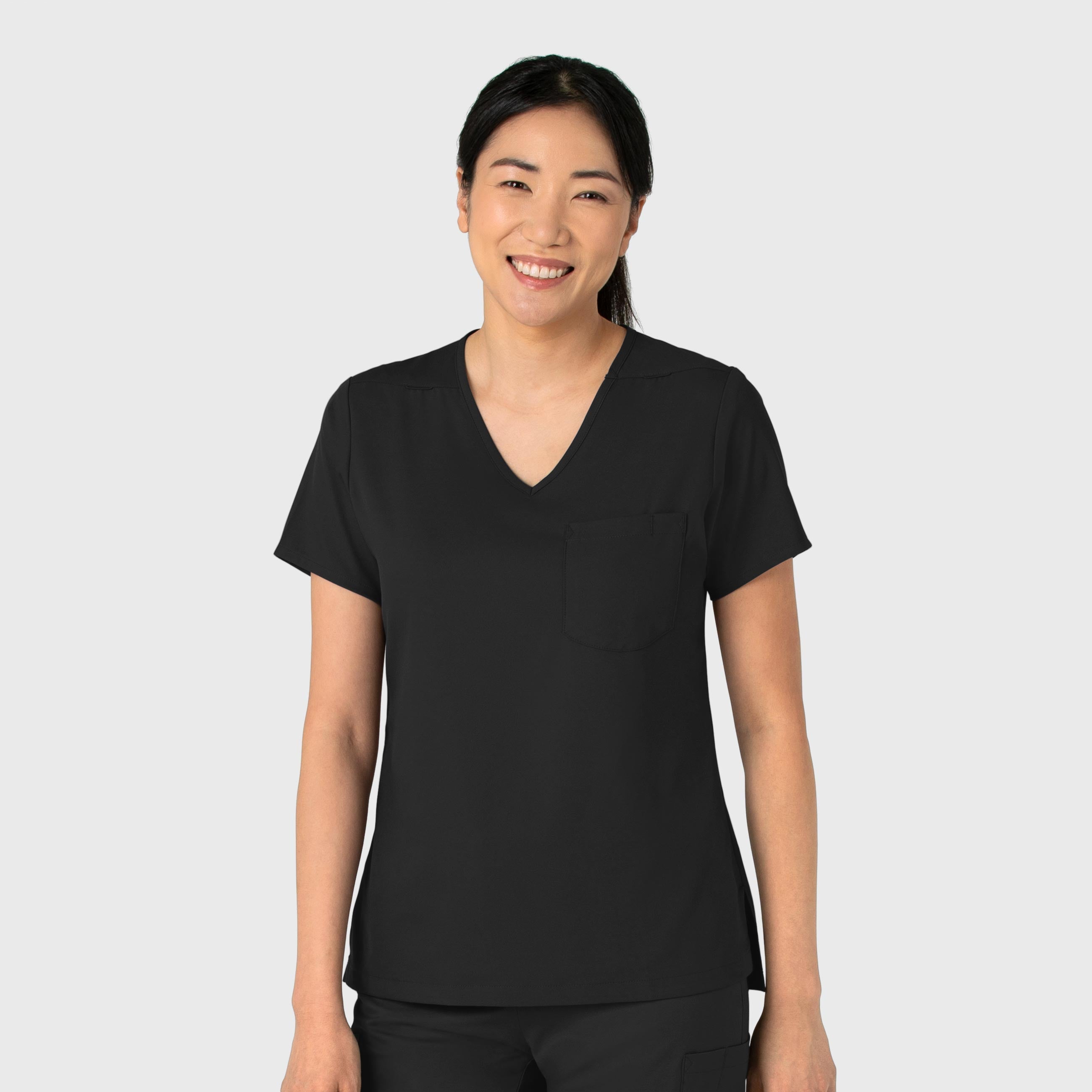 Boundless 6151 Tuck-In Scrub Top Black