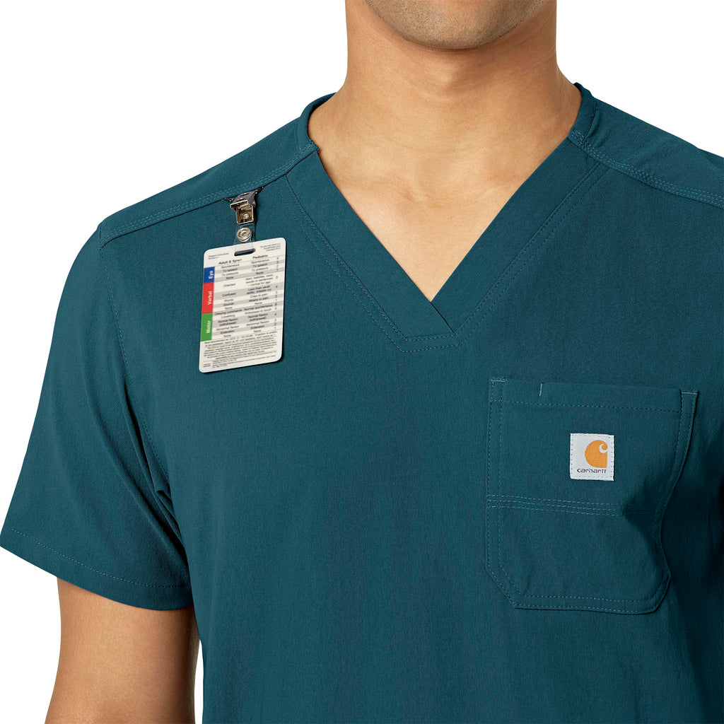 Rugged Flex Peak C15037 Men's 5-Pocket V-Neck Scrub Top Caribbean Blue