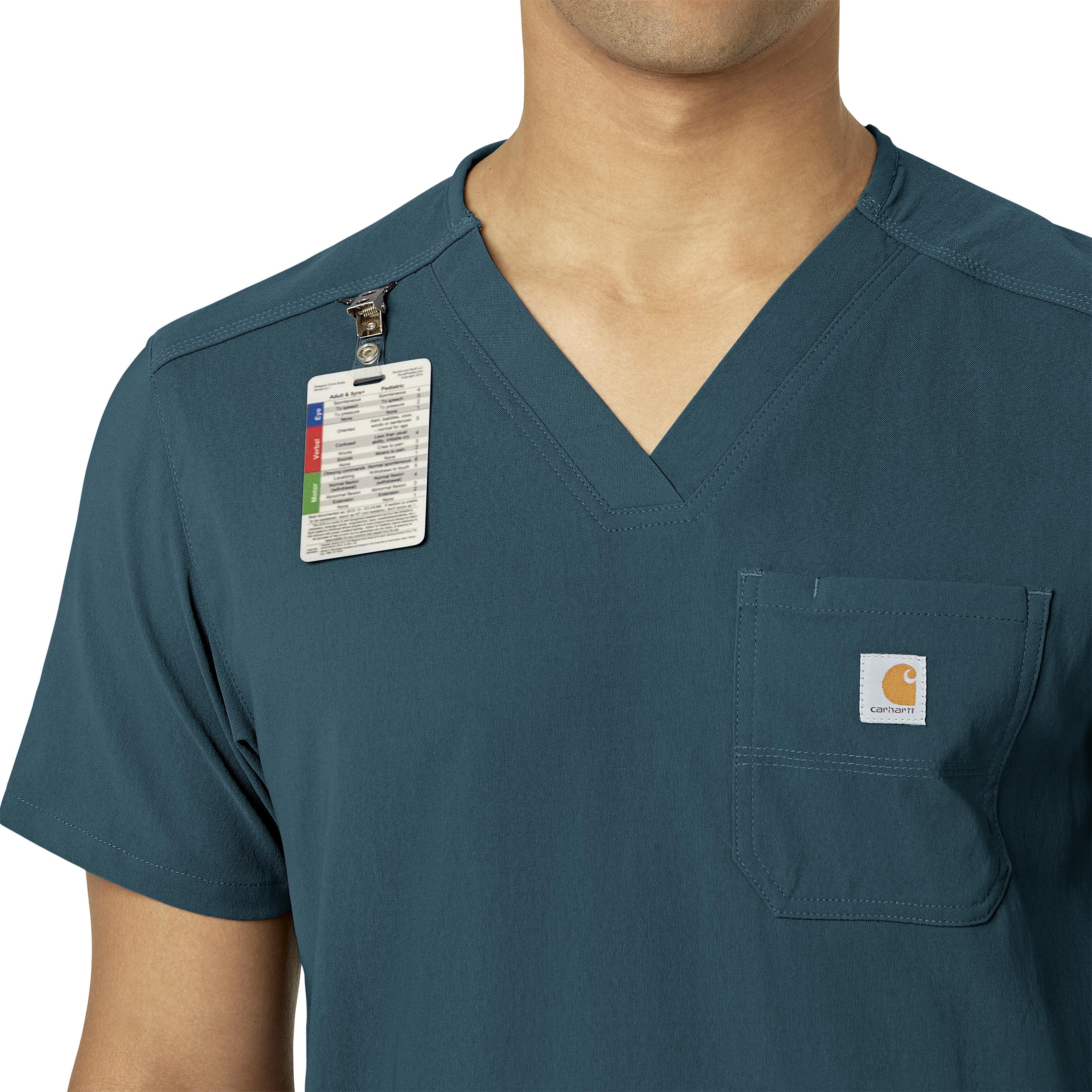 Rugged Flex Peak C15037 Men's 5-Pocket V-Neck Scrub Top Caribbean Blue