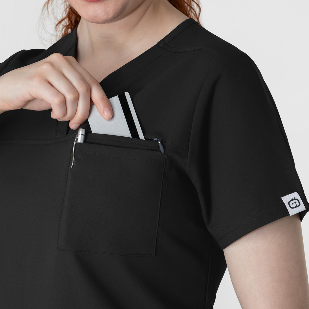 Thrive 6222 V-Neck Tuck-In Scrub Top Black