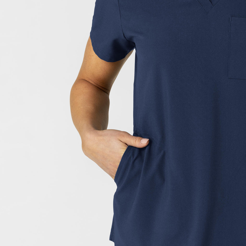 W123 6045 Flex-n-Reach V-Neck Scrub Top Navy