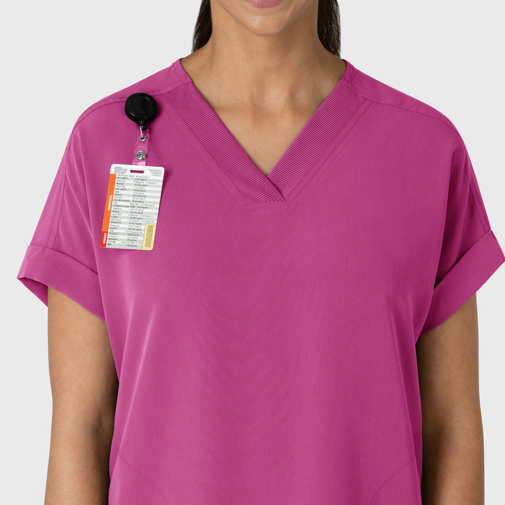 Nova 6232 Drop Shoulder Boxy Scrub Top Raspberry