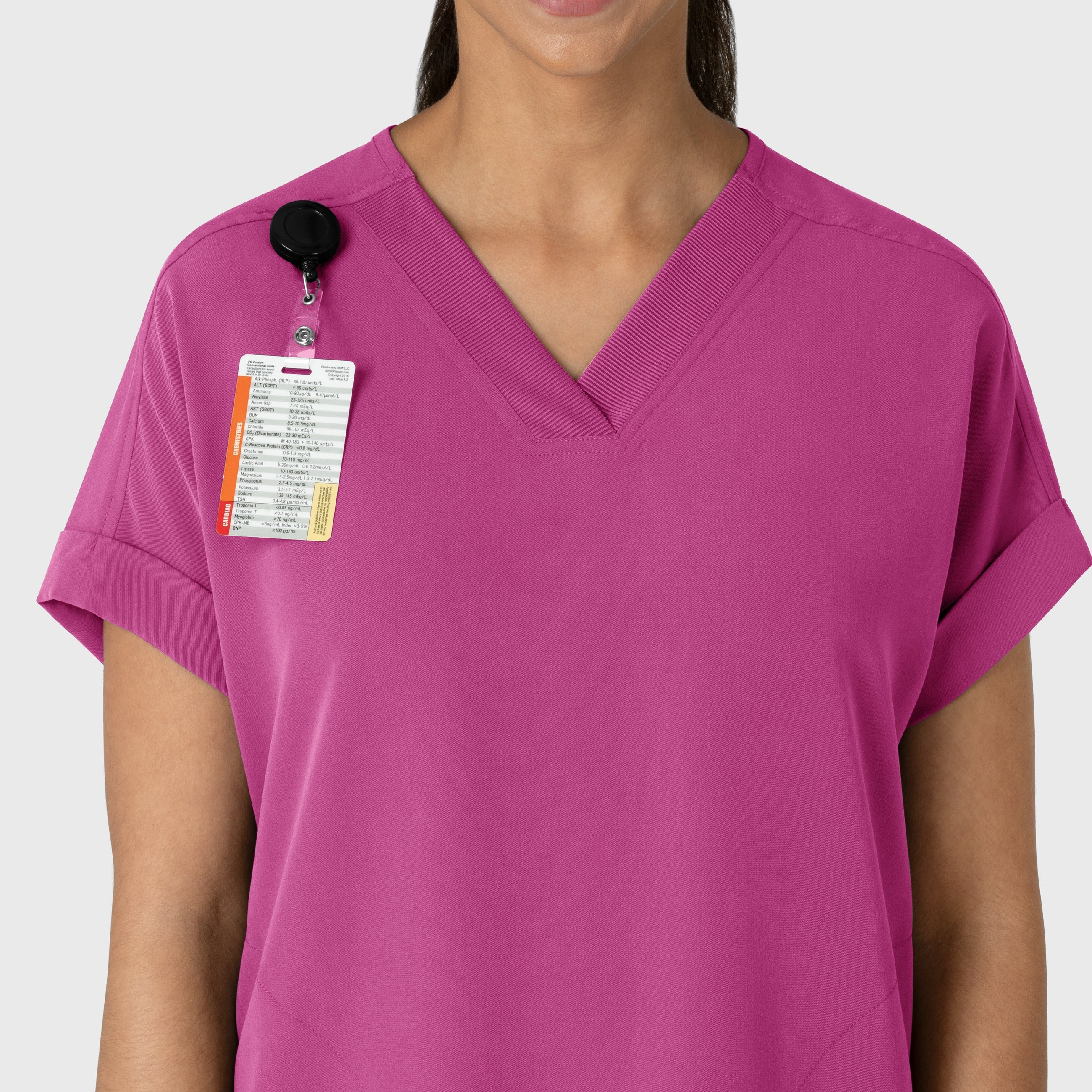 Nova 6232 Drop Shoulder Boxy Scrub Top Raspberry