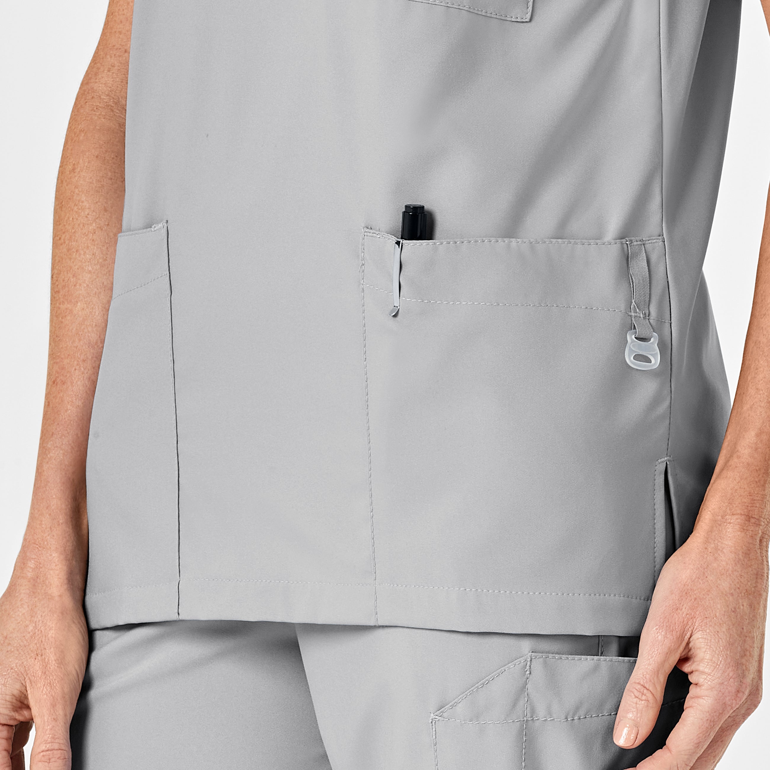 W123 6855 Unisex 4 Pocket Utility Scrub Top Grey