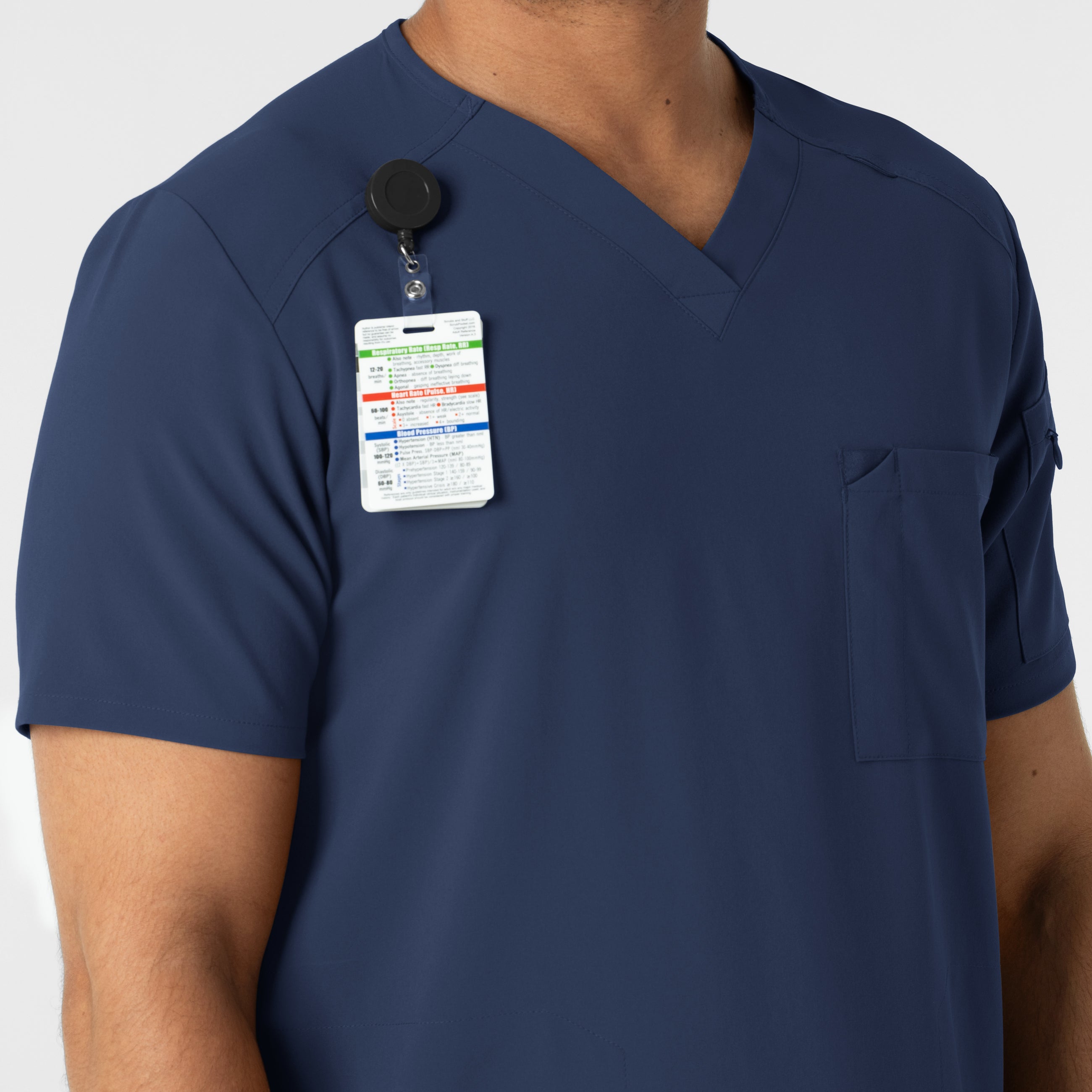 RENEW 6834 Men's V-Neck 5 Pocket Scrub Top Navy