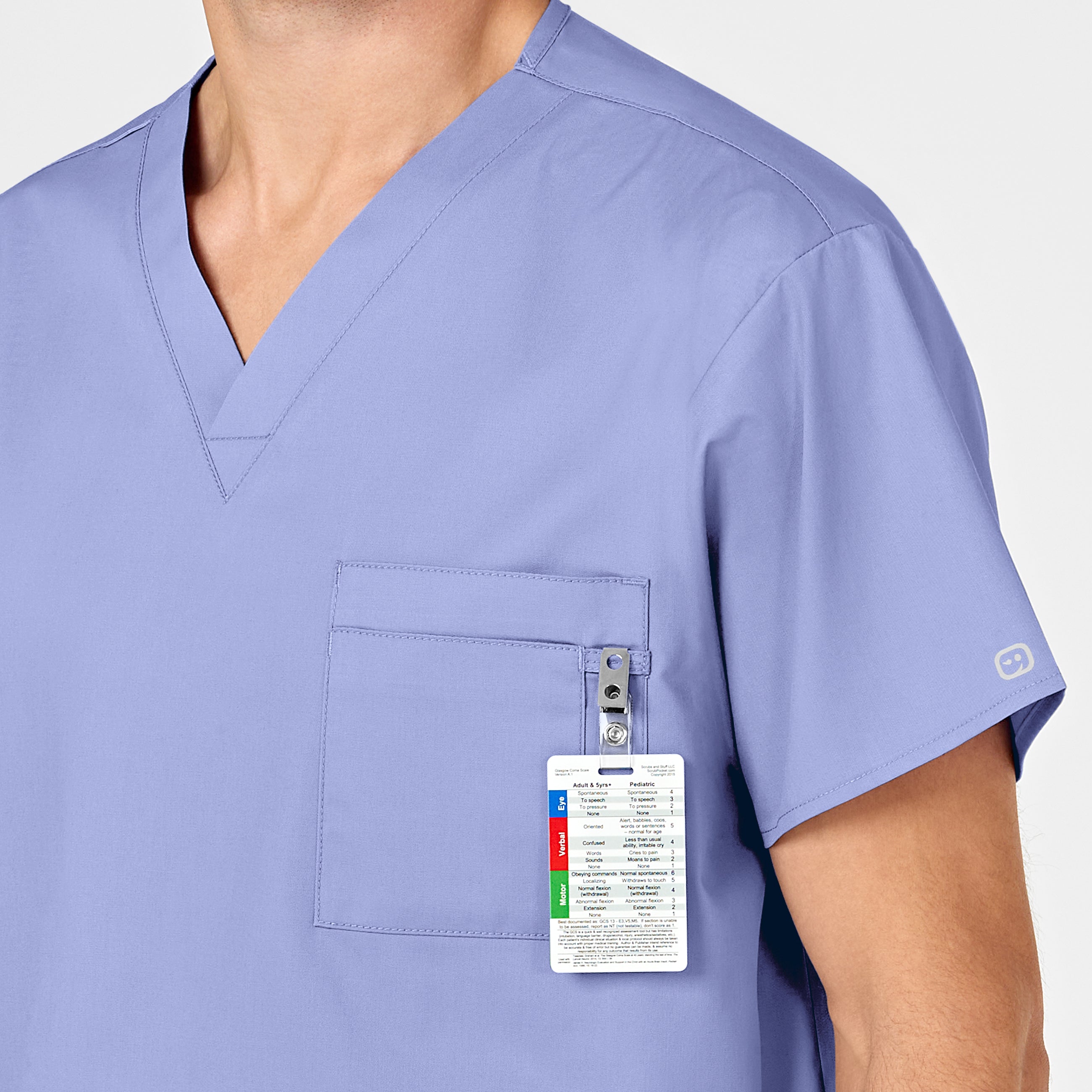 WonderWORK 100 Unisex V-Neck Scrub Top Ceil Blue