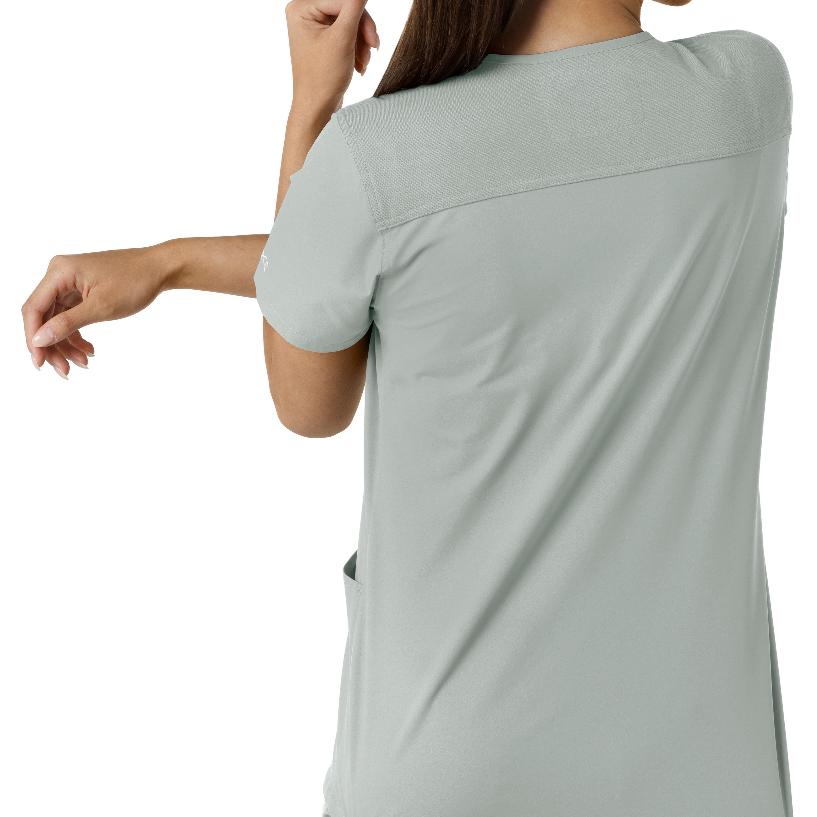 Force Essentials C12313 V-Neck Knit Panel Scrub Top Grey