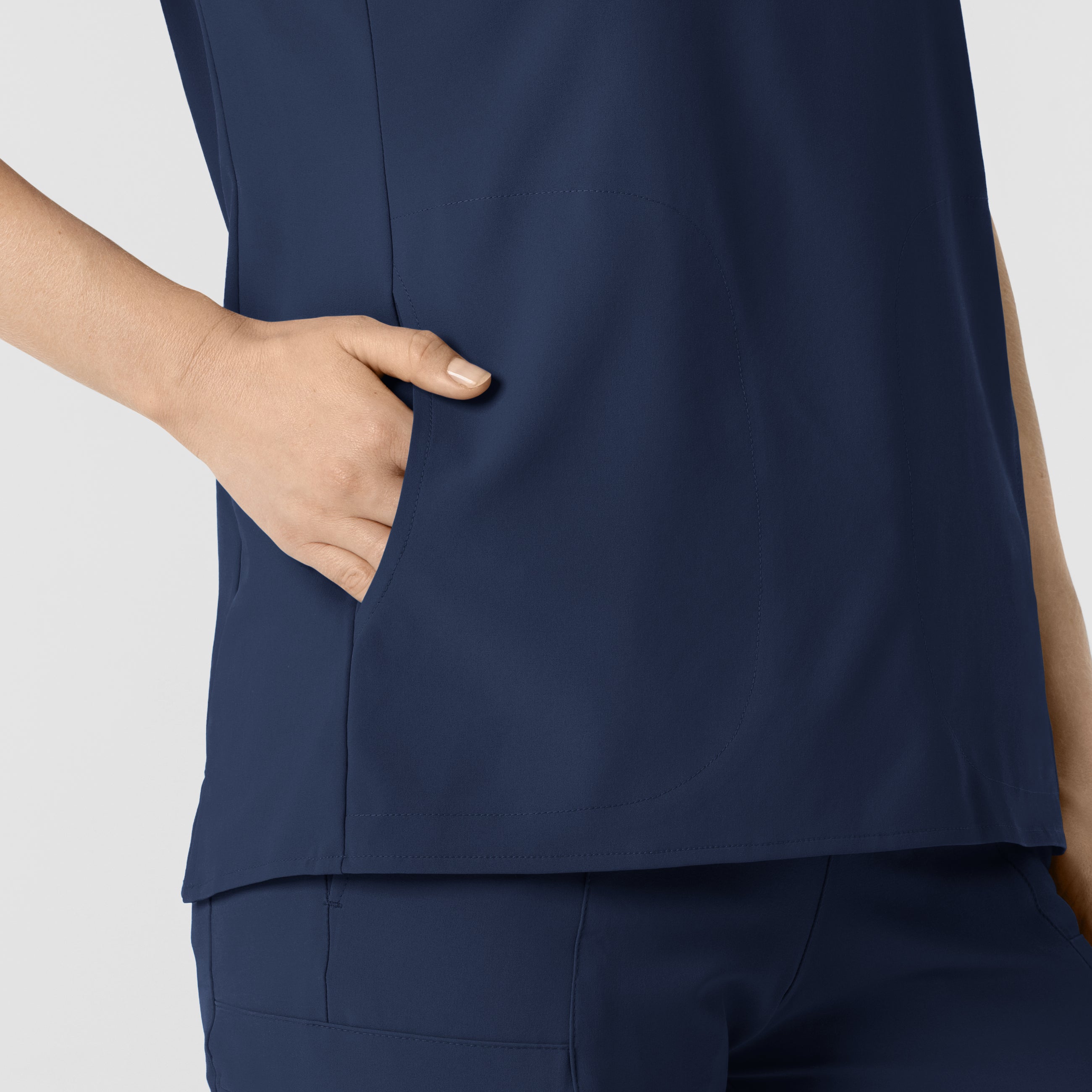 RENEW 6734 Mandarin Collar Scrub Top Navy