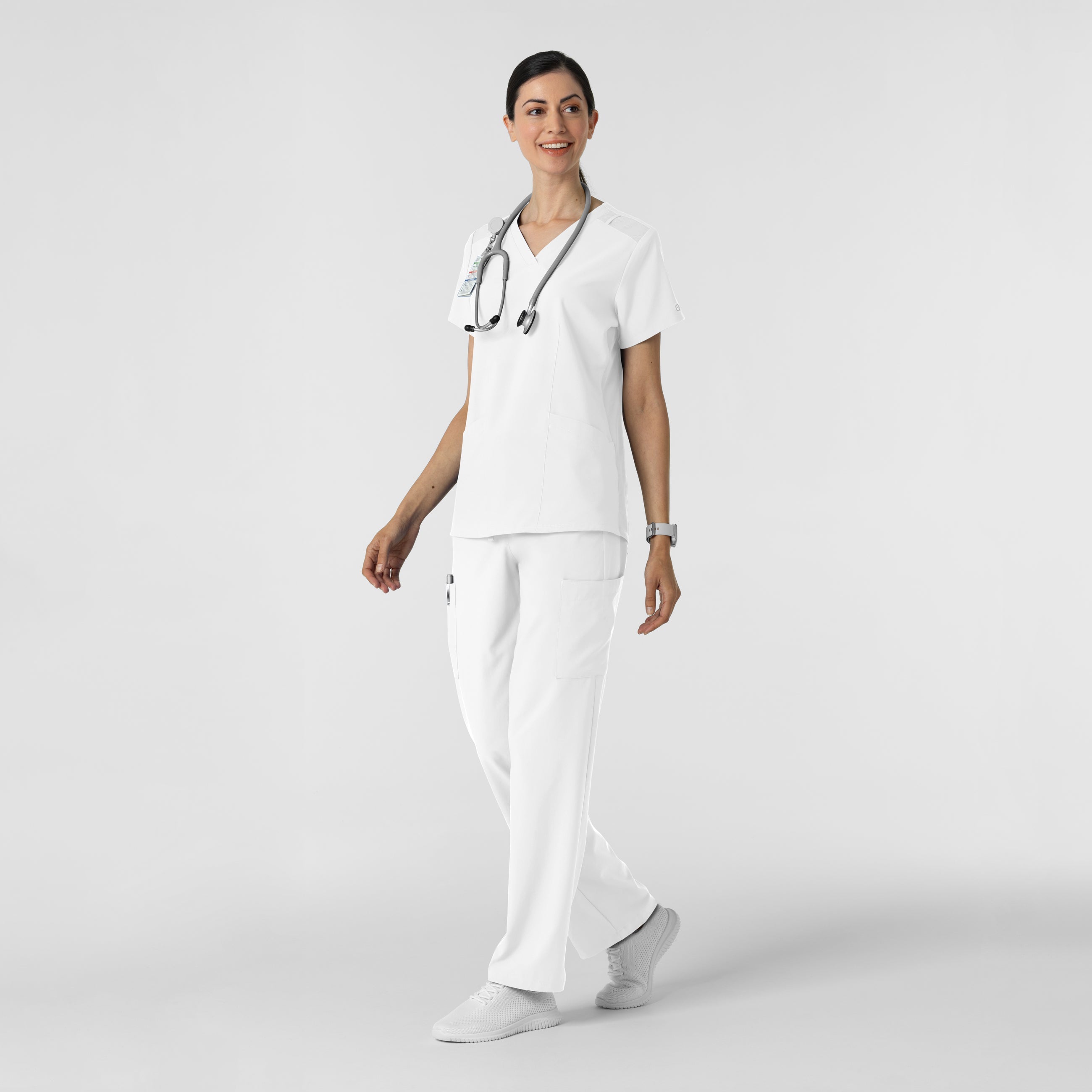 W123 5145 Cargo Utility Scrub Pants White