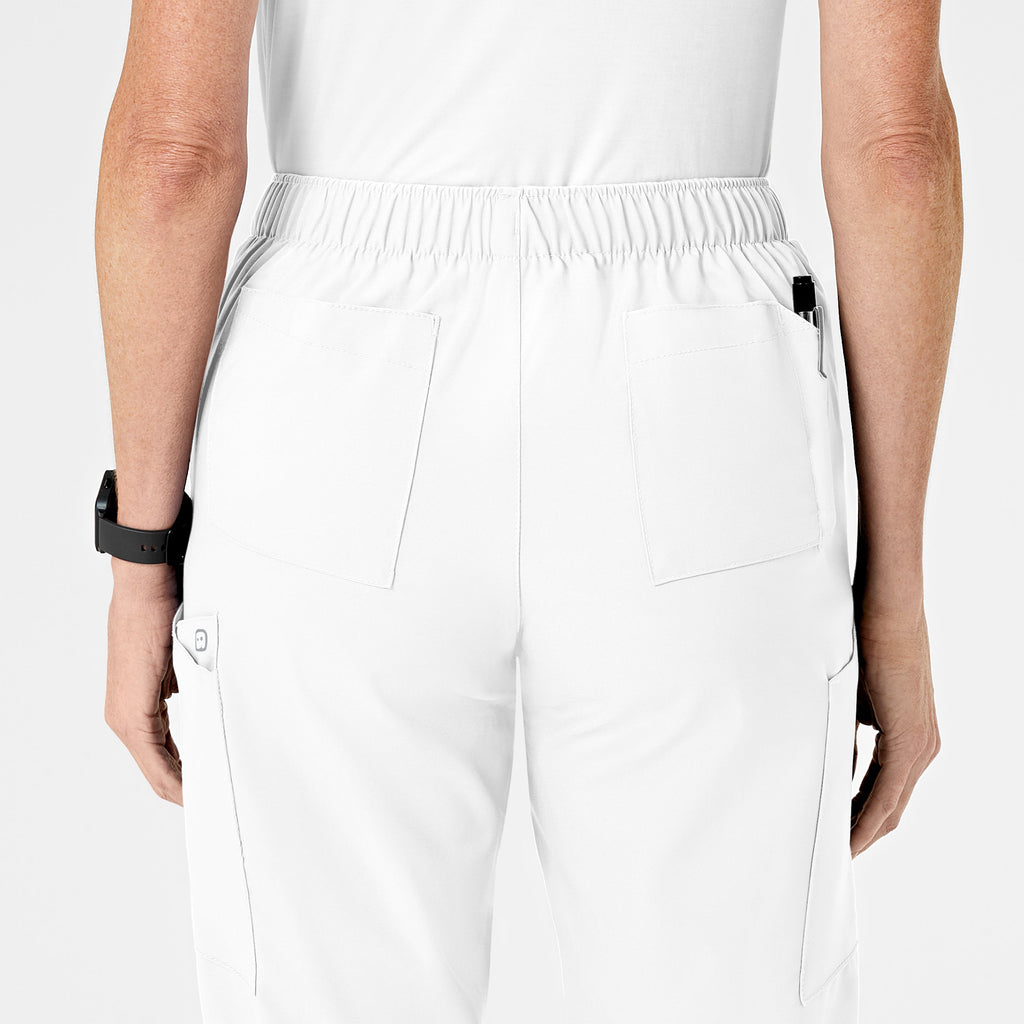 W123 5155 Flat Front Cargo Scrub Pants White
