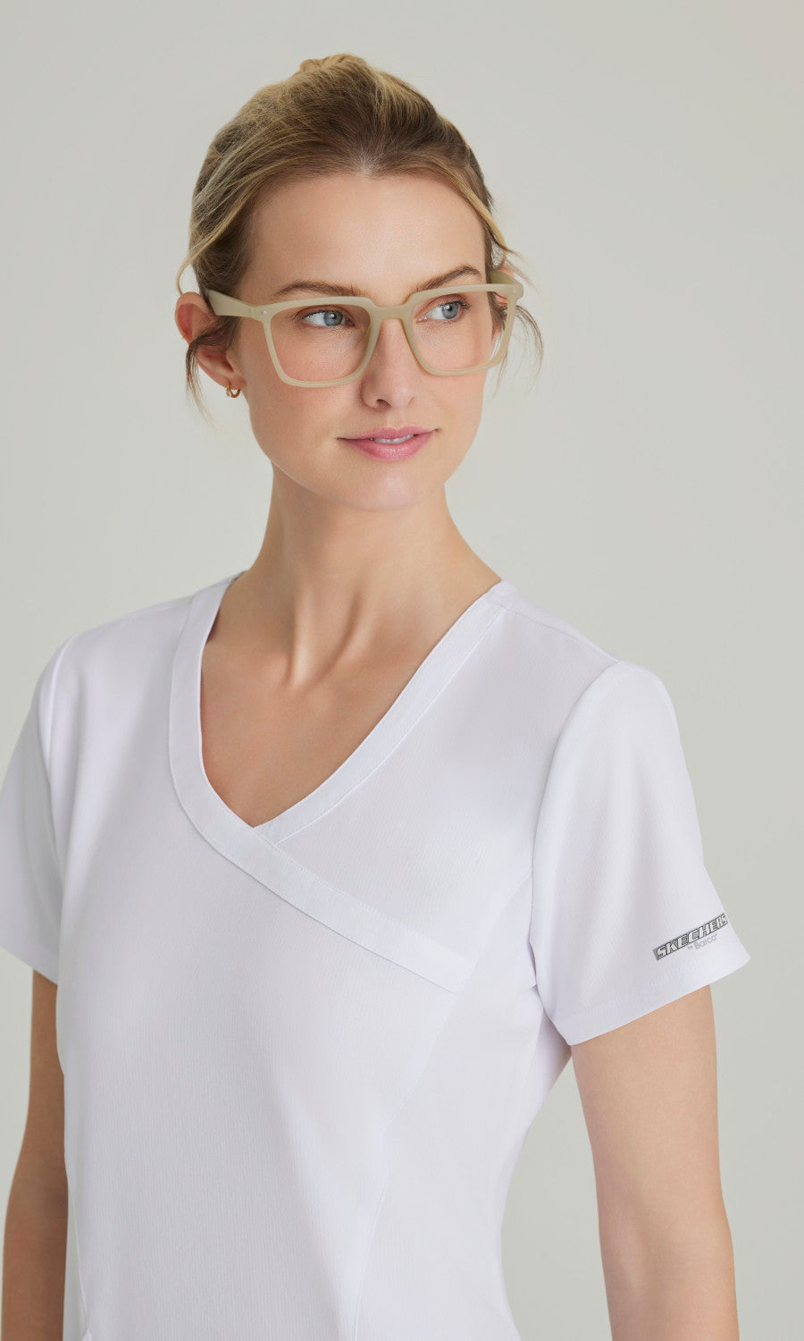 Skechers SK102 Reliance Scrub Top White