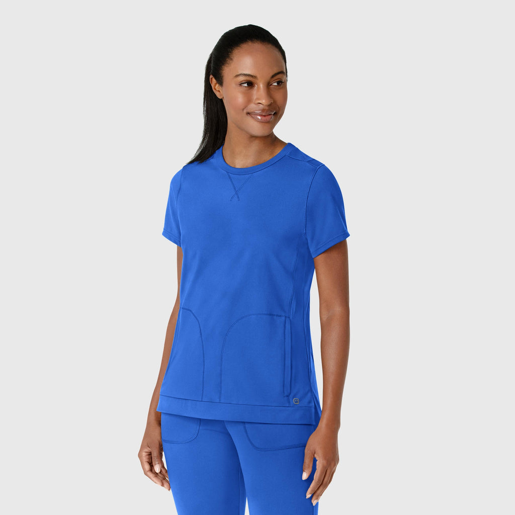 RENEW 6359 Knit Flex-n-Reach Crew Neck Scrub Top Royal