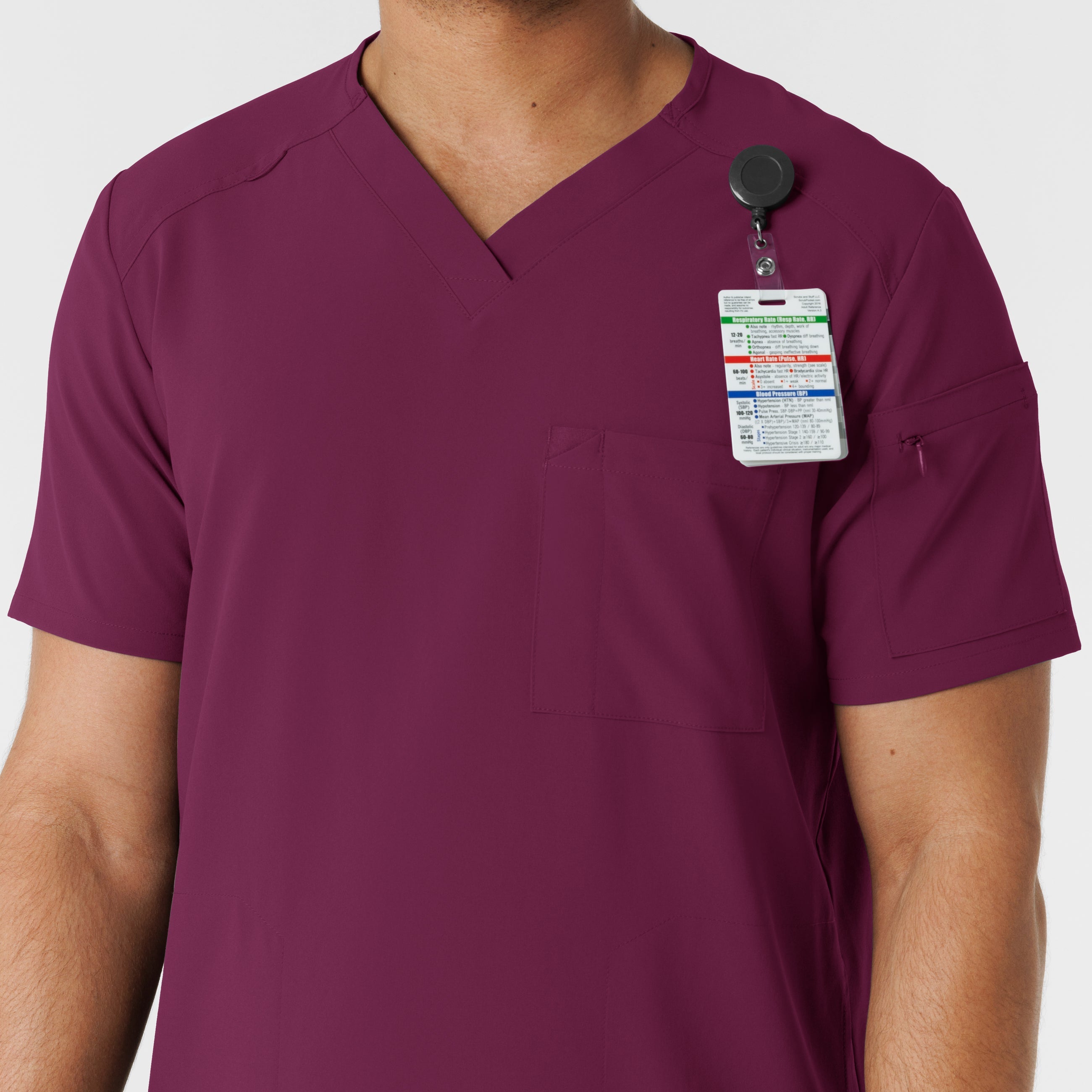 RENEW 6834 Men's V-Neck 5 Pocket Scrub Top Wine