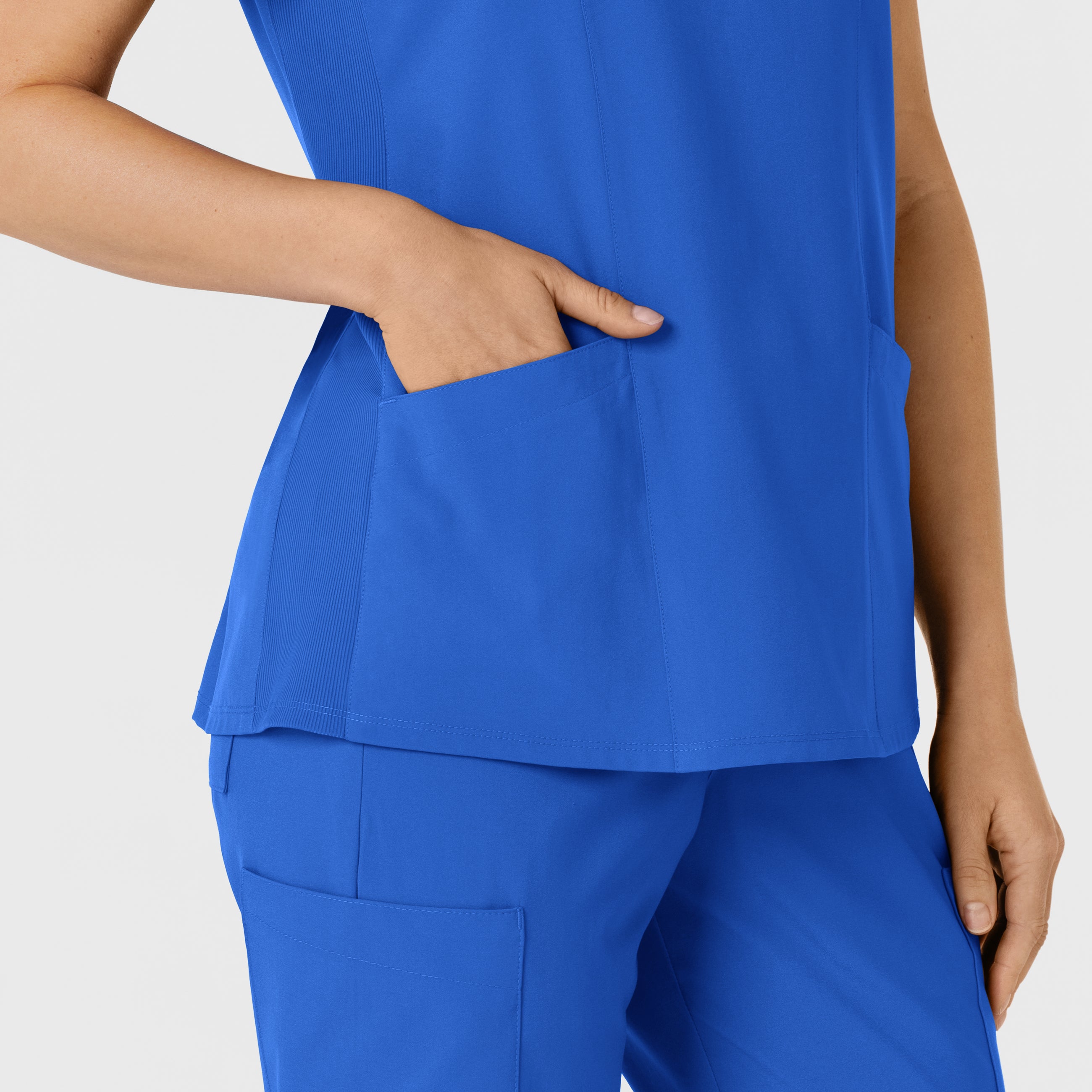 W123 6145 Flex-n-Reach Side Panel V-Neck Scrub Top Royal