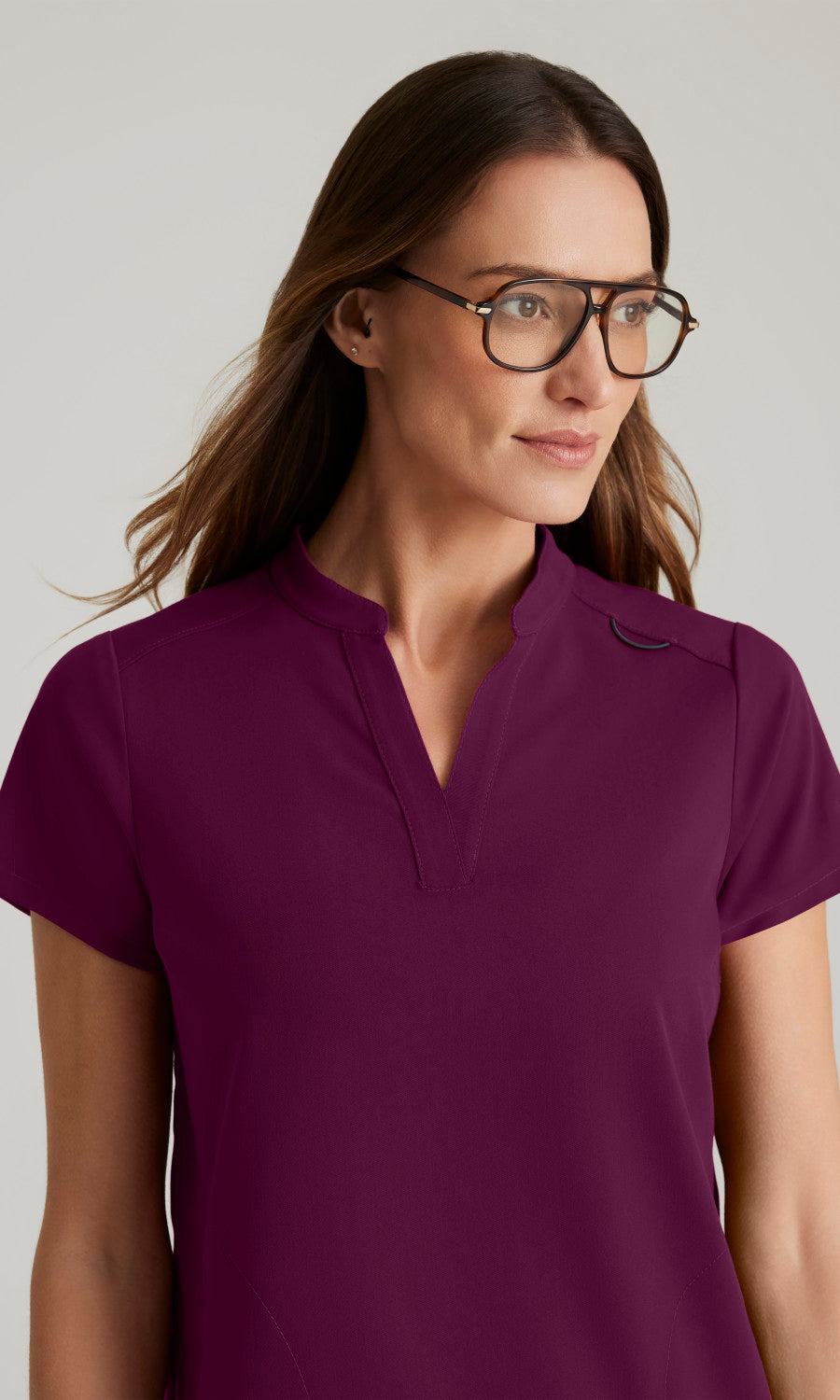 Grey's Anatomy Stretch GRST230 Avery Scrub Top Wine
