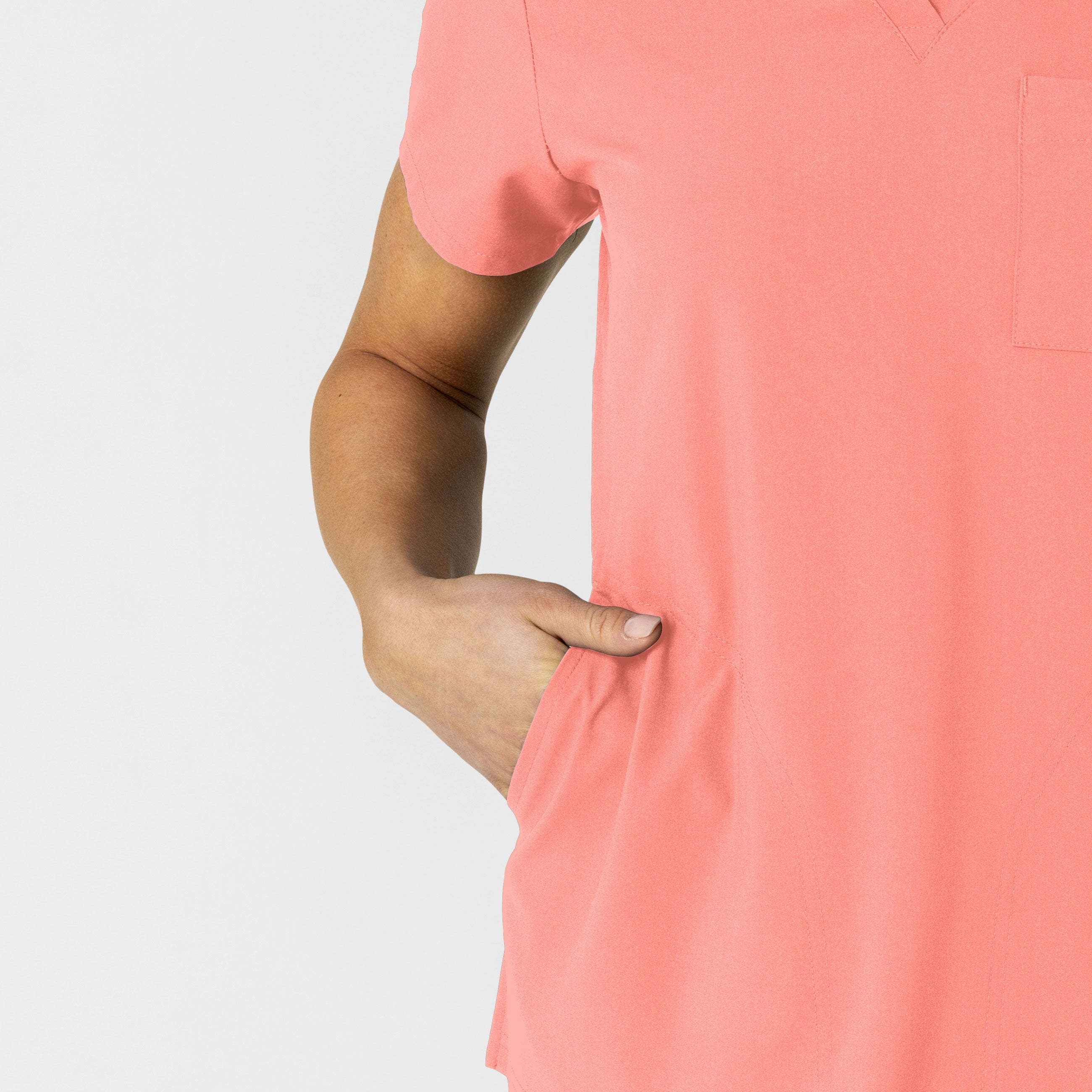 W123 6045 Women's Flex-n-Reach V-Neck Scrub Top Paradise Pink