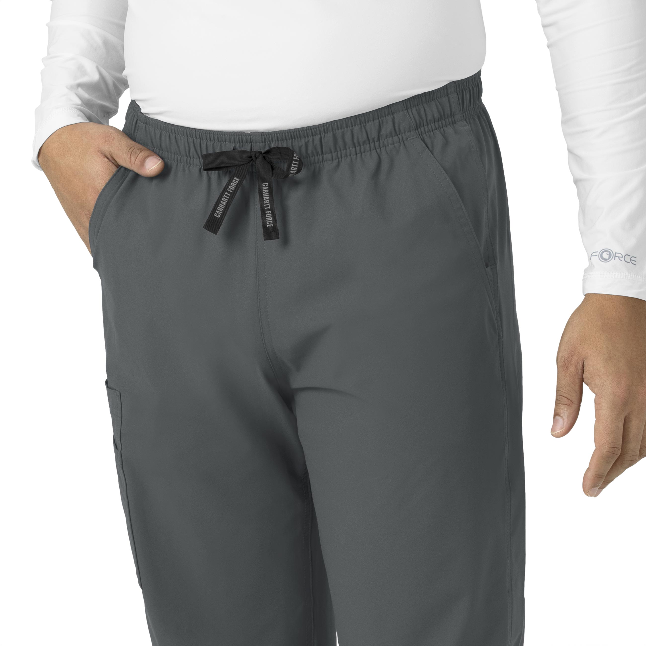 Force Essentials C55013 Unisex Elastic Waist Cargo Scrub Pants Pewter