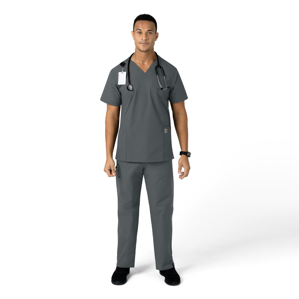 Force Essentials C55013 Unisex Elastic Waist Cargo Scrub Pants Pewter