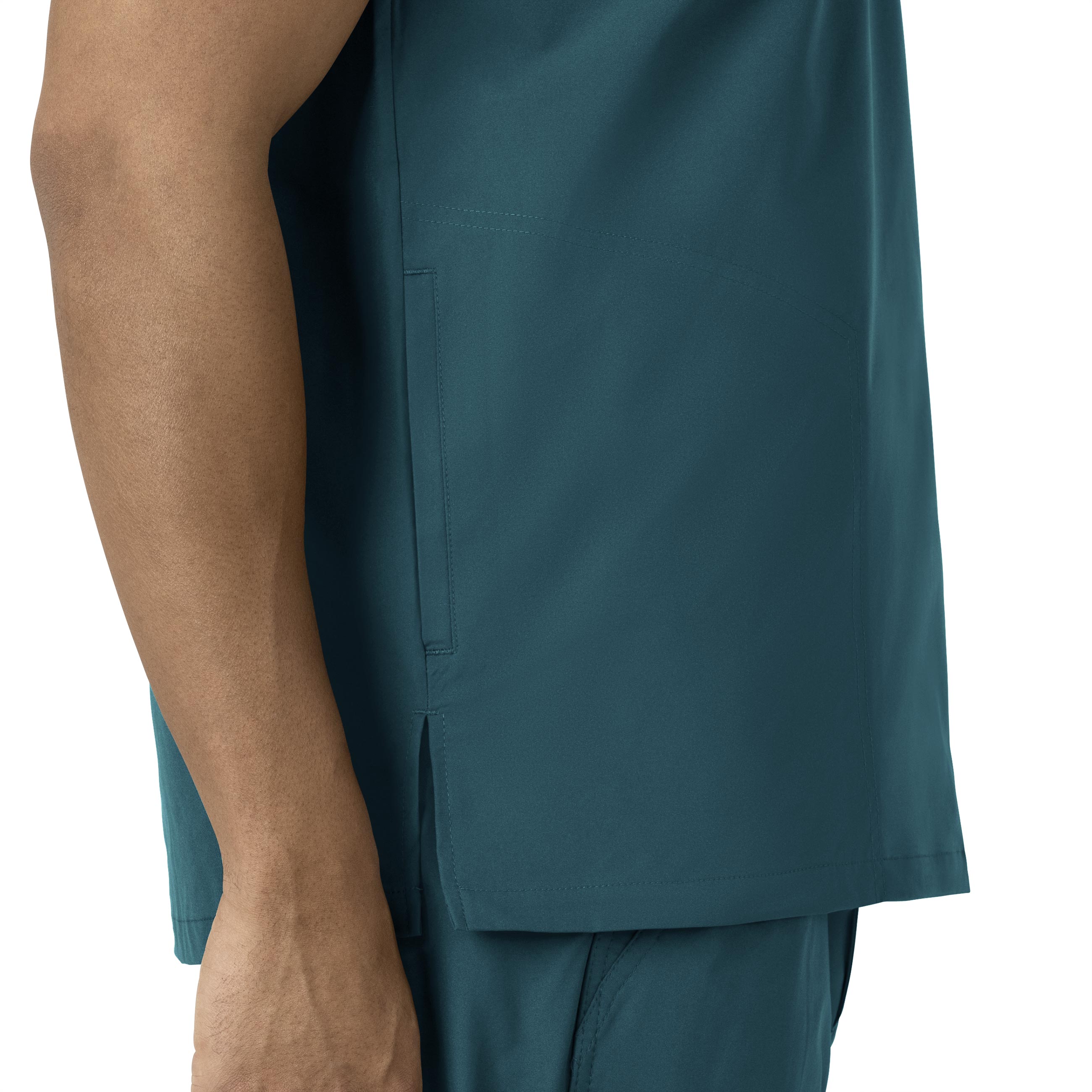 Force Essentials C16113 Men's V-Neck Shirttail Scrub Top Caribbean Blue
