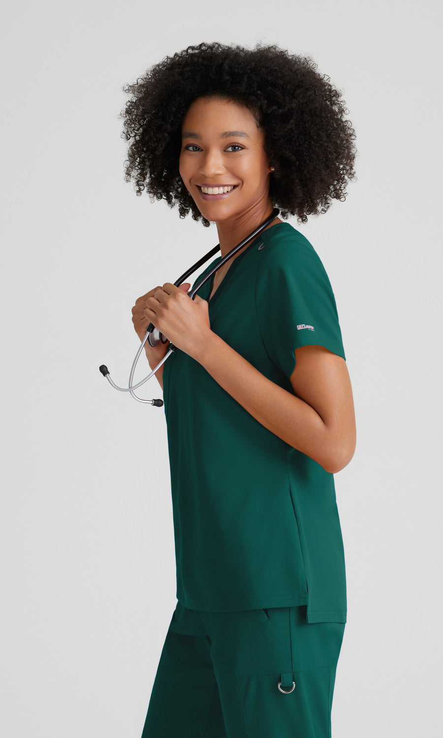 Grey's Anatomy Stretch GVST028 Bree Scrub Top Hunter Green