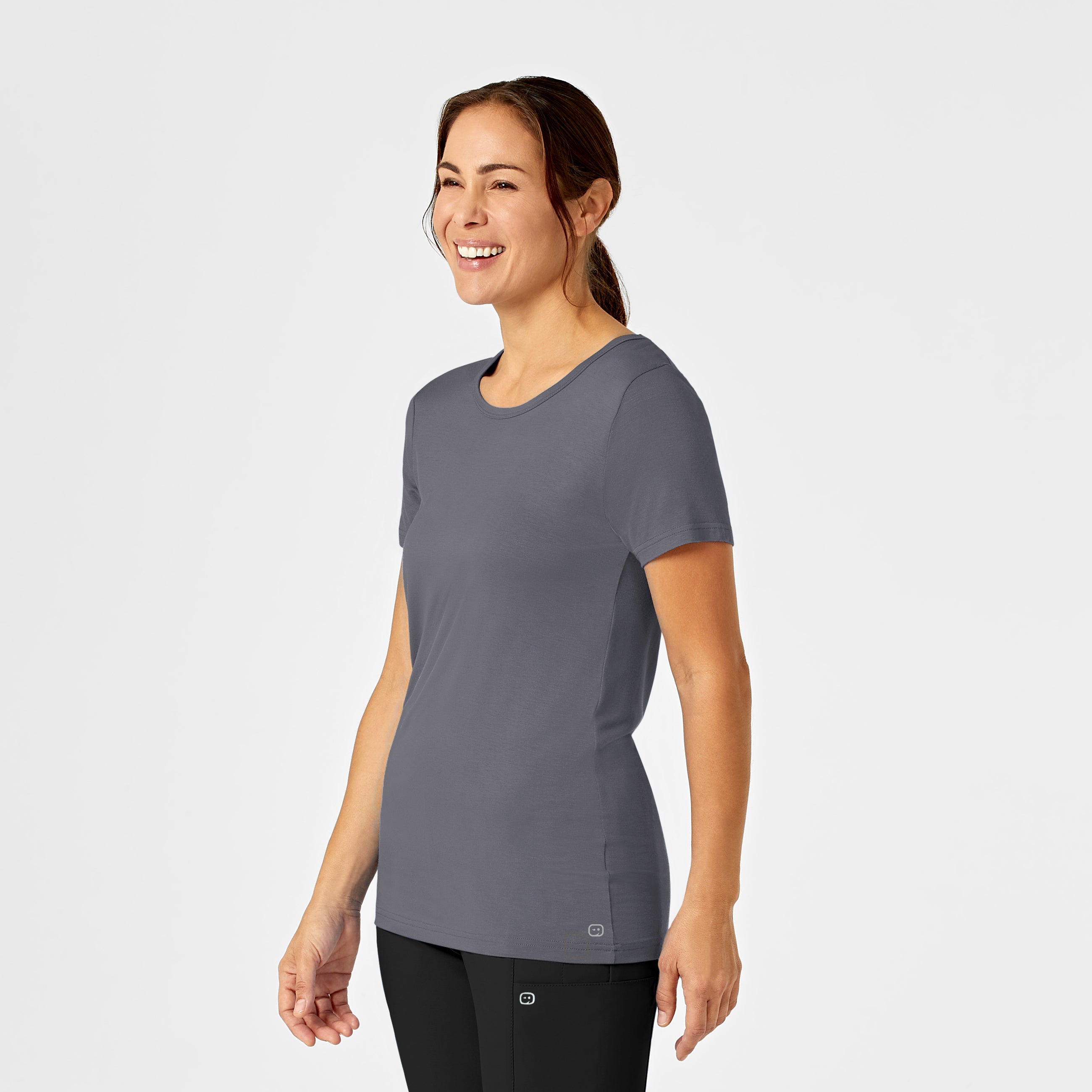 Layers 2209 Silky Knit Short Sleeve Tee Pewter