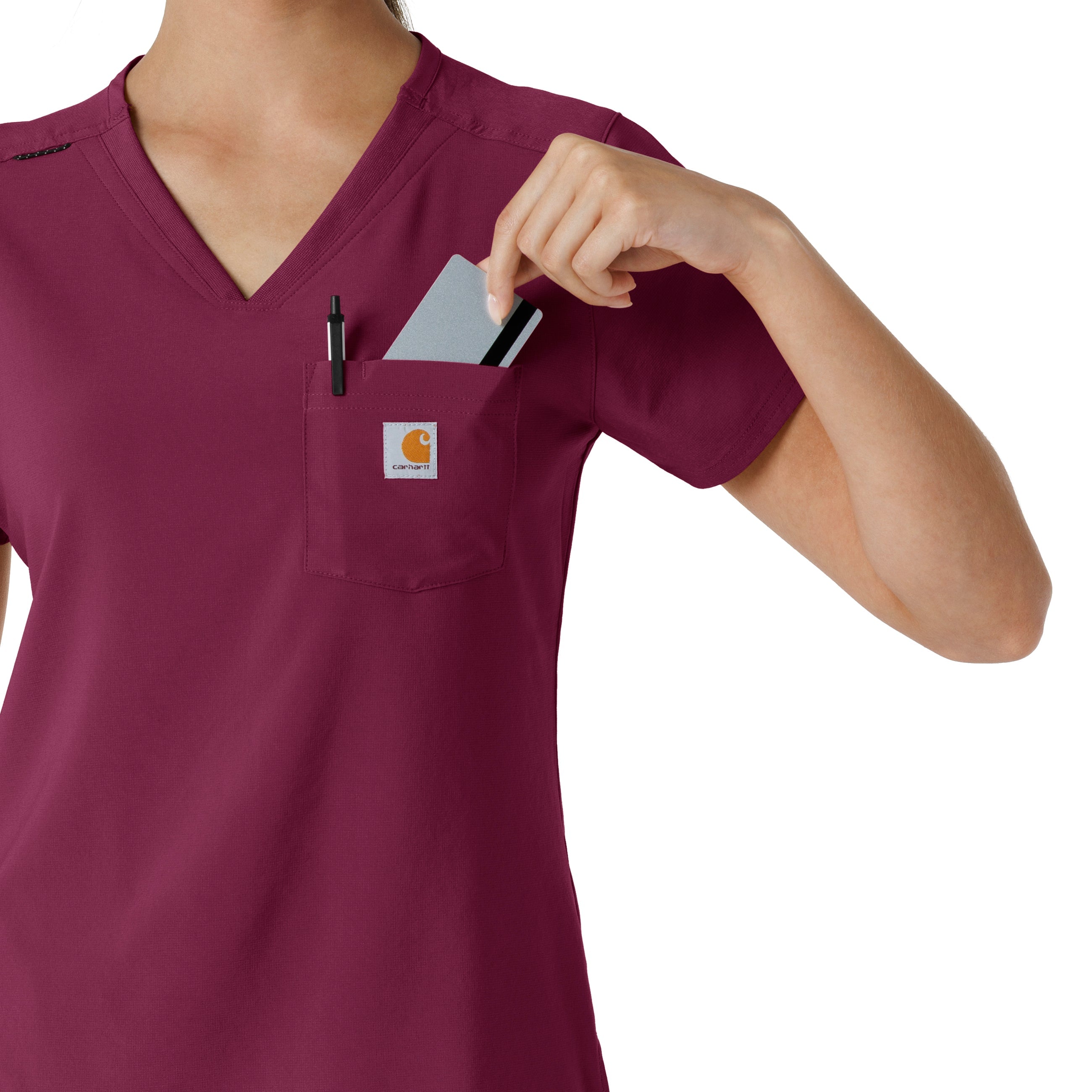 Force Cross-Flex C13410 Tuck-In Scrub Top Wine
