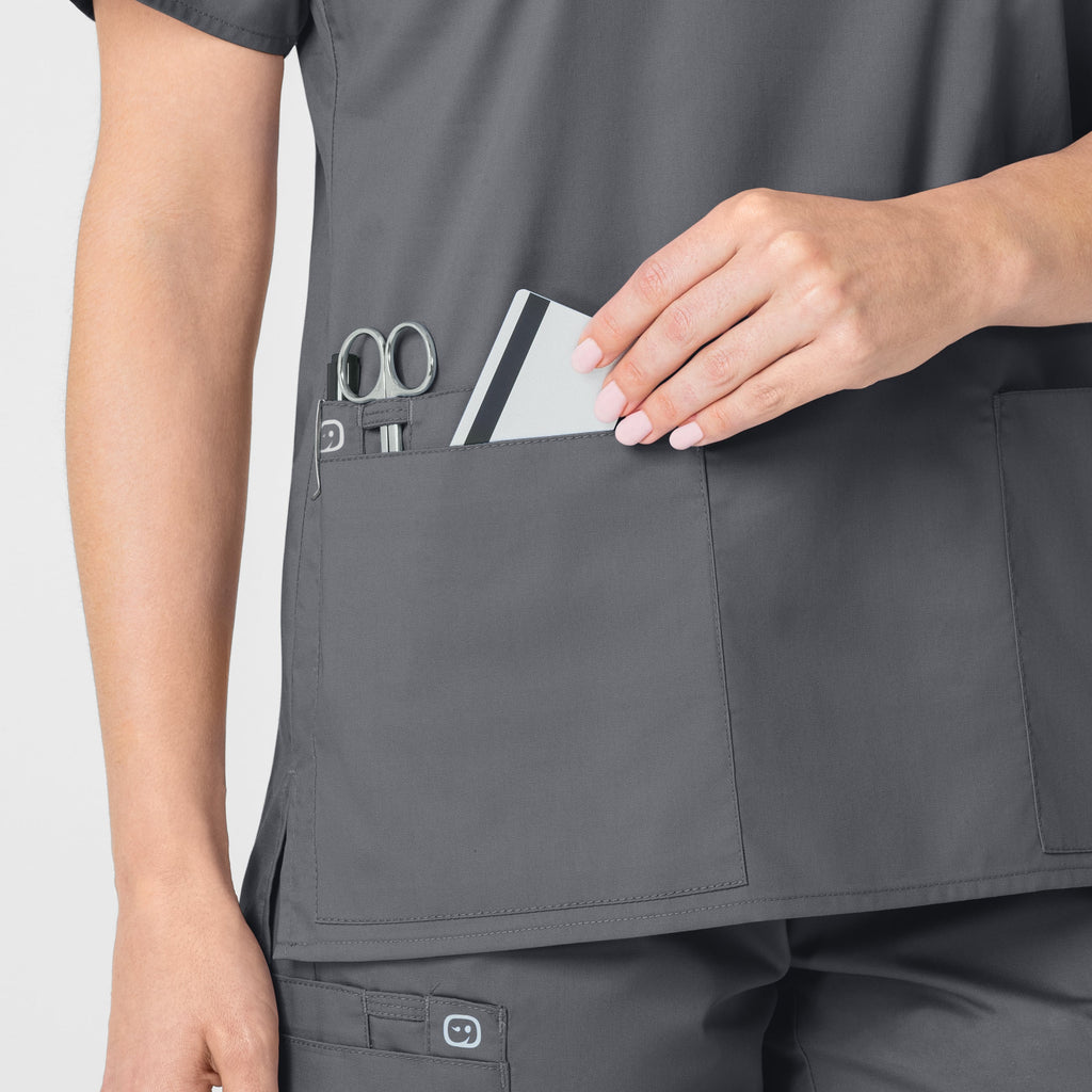 WonderWORK 101 V-Neck Scrub Top Pewter