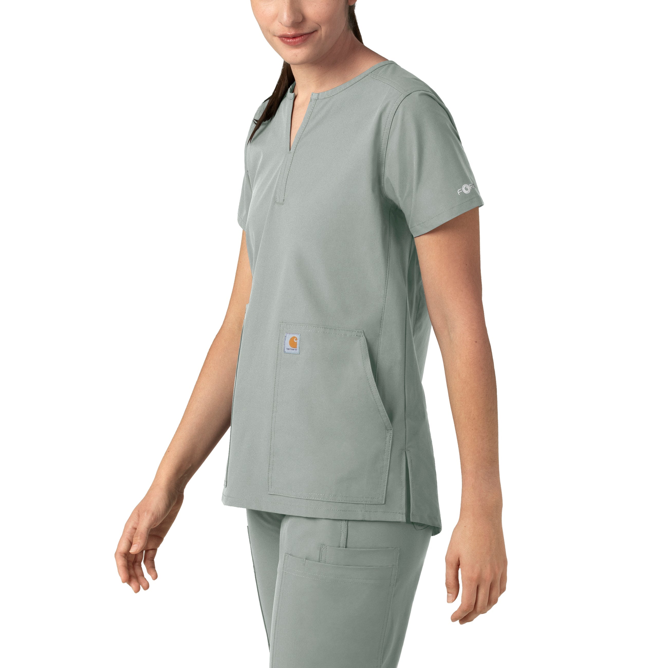 Force Essentials C12213 Notch Neck Tunic Scrub Top Grey