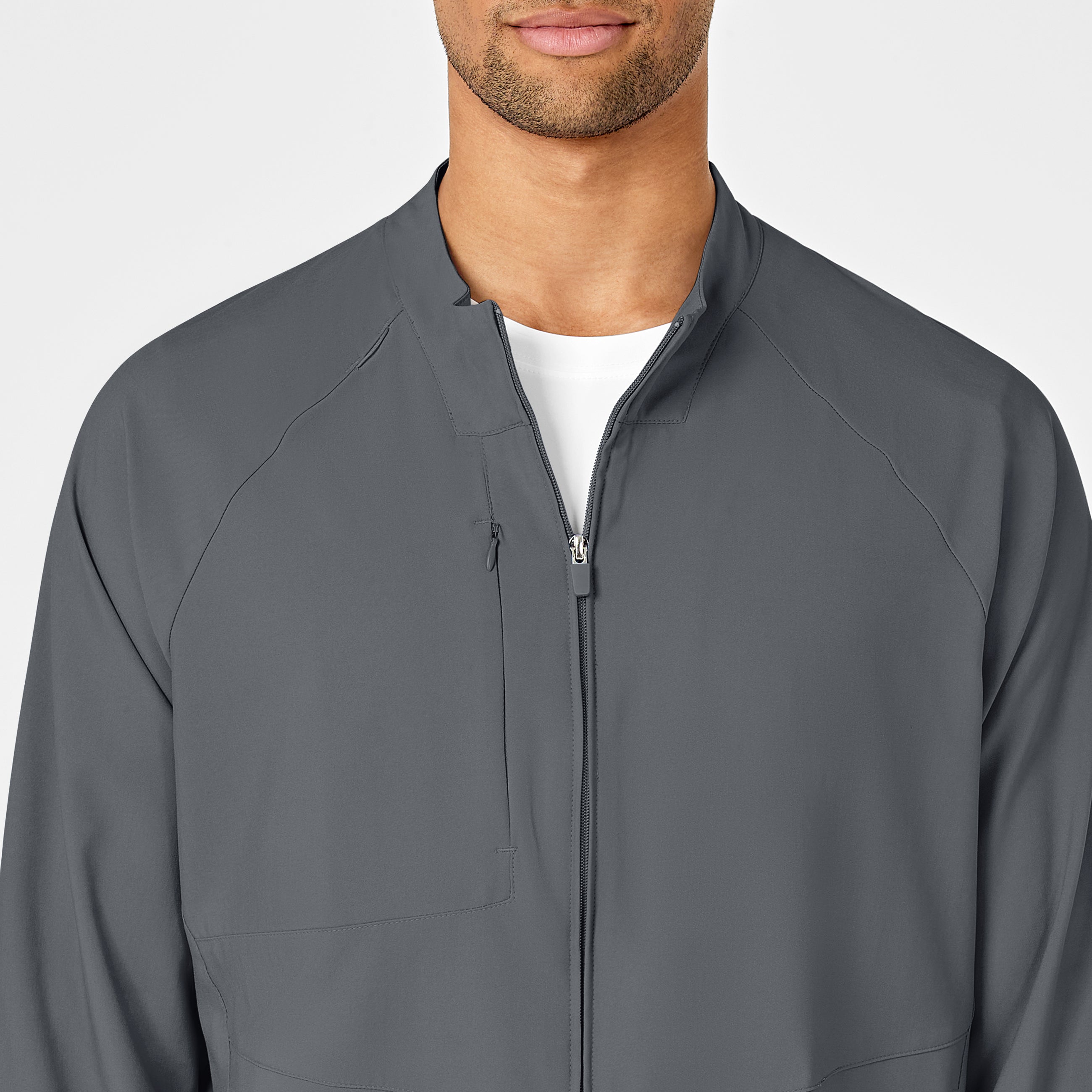 W123 8355 Men's Zip Front Warm Up Jacket Pewter